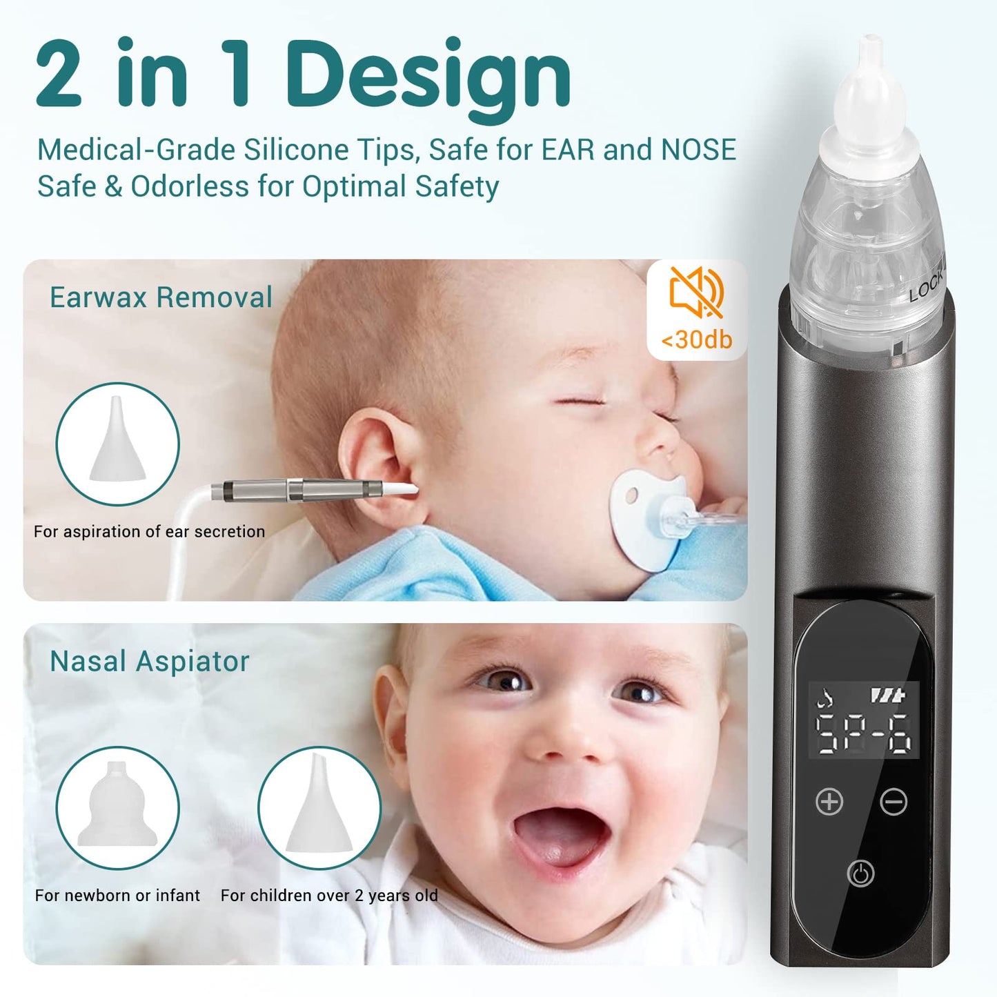 2025 Ear Wax Vacuum Removal Tool, 6 Gear Strong Suction Electric Ear Cleaner Ear Vacuum Wax Remover, USB Charge Earwax Removal Kit Reusable Soft Silicone Ear Cleaning Kit Water Remover Tool (Black)