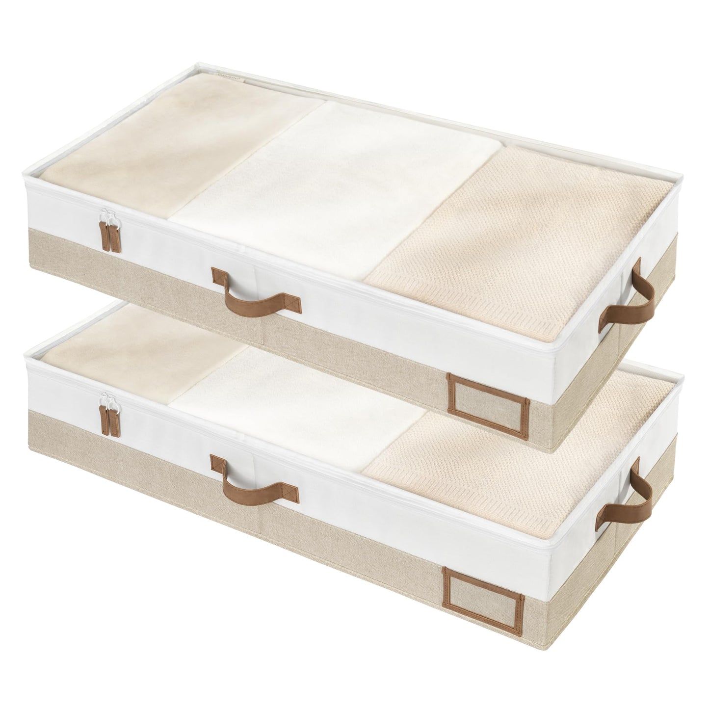 StorageWorks Large Under Bed Storage Containers with Handles and Label Holder, 2 Pack Ultra-thick Fabric Underbed Bins, Closet Organizer for Clothes, Blankets, Sweater