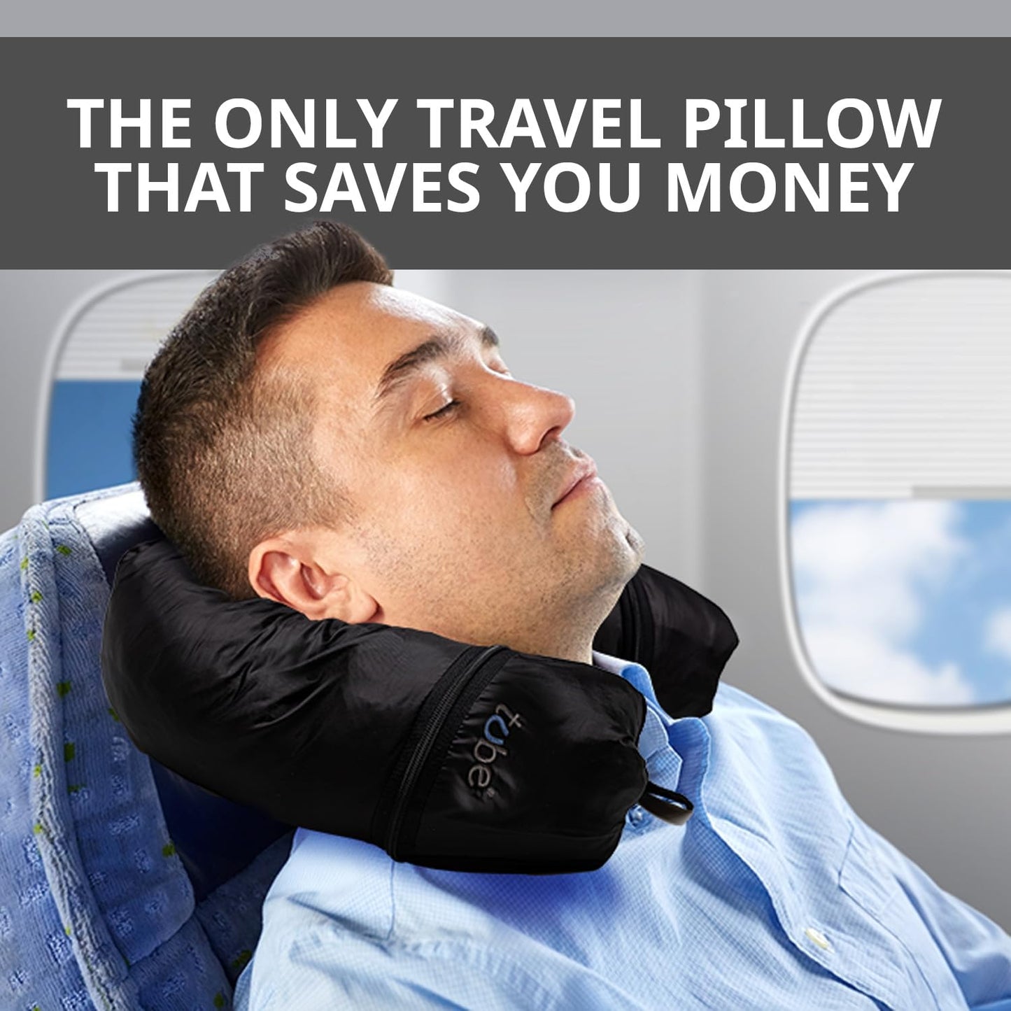 TUBE Travel Neck Pillow Stuffed with Clothes - Extra Carry On Storage for Flights - Avoid Baggage Fees - Splashproof Neck Pillow for Airplane Travel | Stuffable Travel Pillow for Women & Men