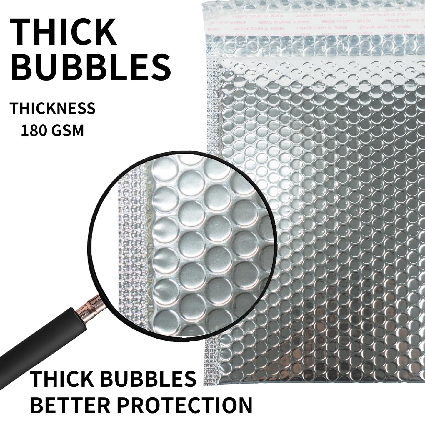 50 Pack 6x8 Inch Thermal Insulated Bubble Mailers for Cold Shipping, Metallic Silver Foil Padded Envelopes, Self-Seal Water-Resistant Cushioned Shipping Bags