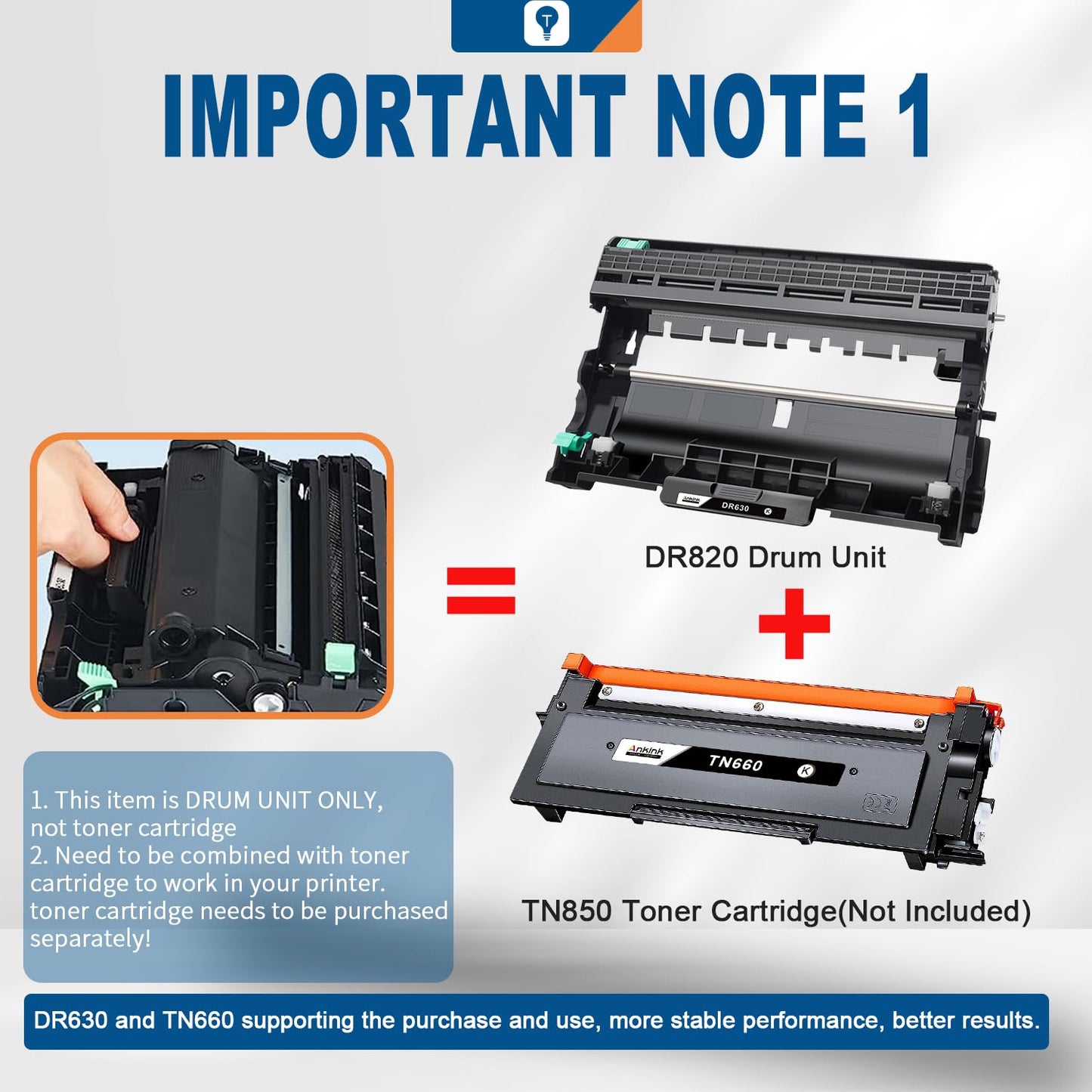 Ankink DR630 Compatible Drum Unit (Not Toner) Replacement for Brother DR-630 DR660 660 for MFC-L2700DW L2720DW L2740DW HL-L2300D L2320D L2340DW L2360DW L2380DW DCP-L2540DW Laser Printer,2 Pack