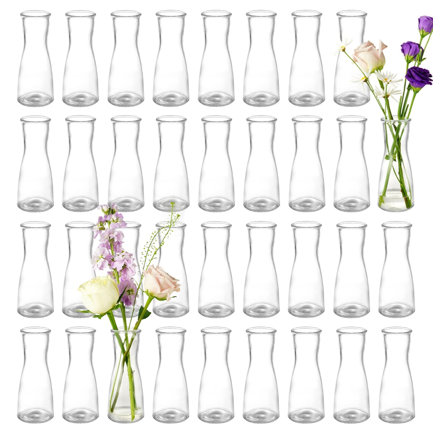 35 PCS Glass Bud Vases for Centerpieces, 5.5" Clear Small Flower Vases, Modern Minimalist Cute Mini Decorative Bulk Vases for Decor Wedding Birthday Party Home Living Room
