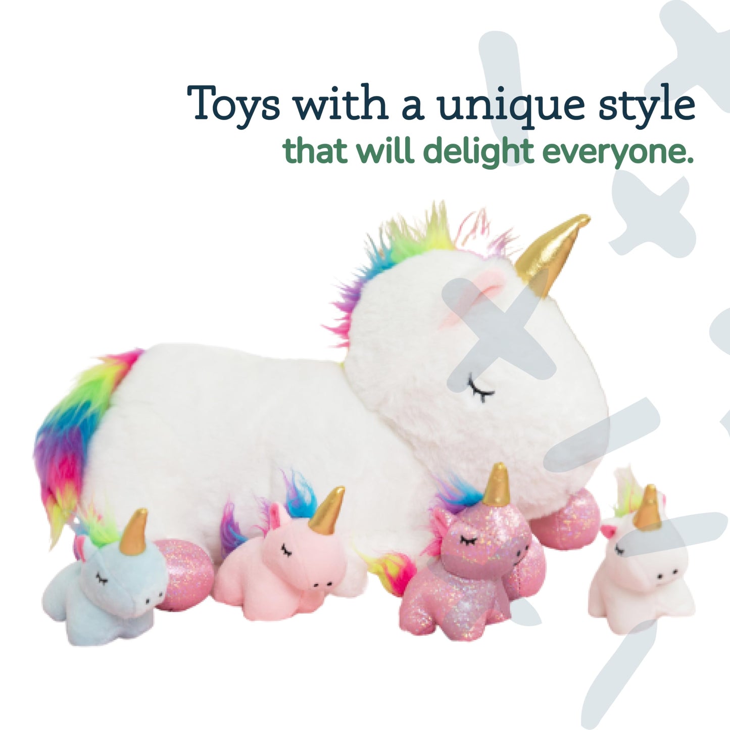PixieCrush Unicorn Stuffed Animals for Girls Ages 3-8 - Mommy Unicorn with 4 Baby Unicorns - Magical Unicorn Pillow Plushie - Enchanting Stuffed Unicorns