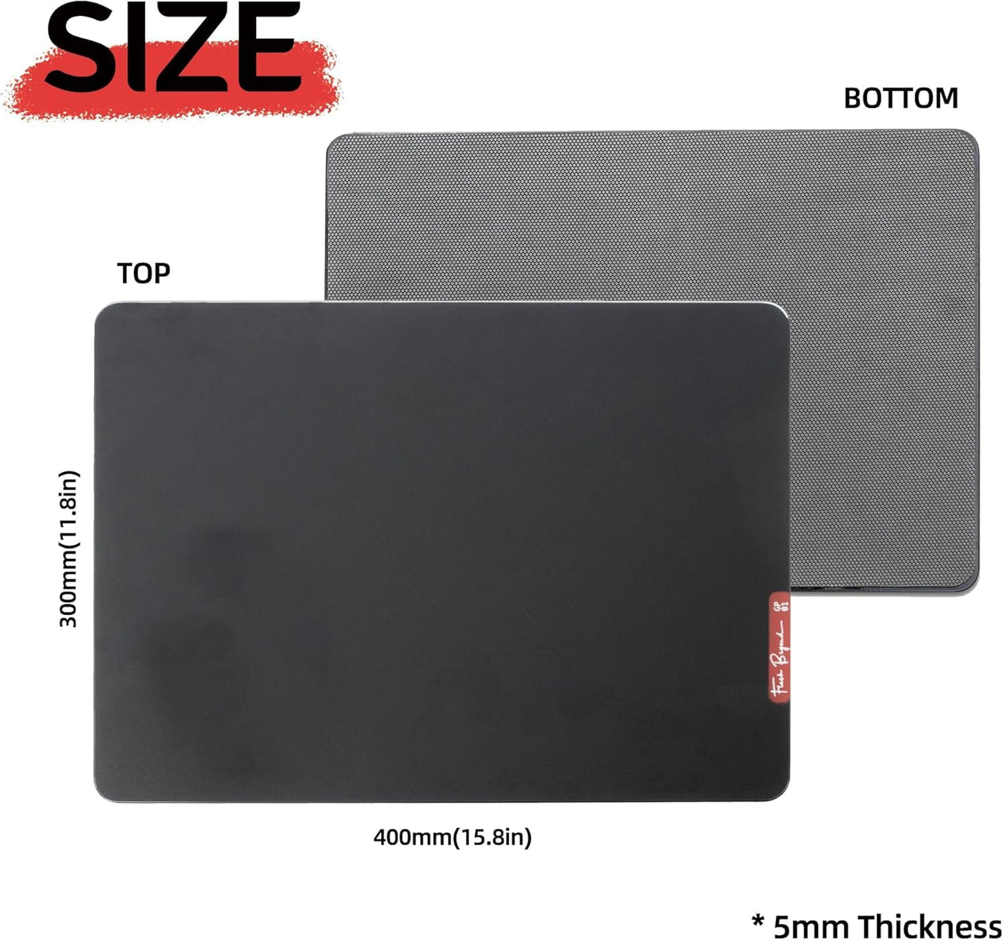 Flash Beyond Glass Gaming Mouse Pad - Premium Glass Pad with Anti-Slip Rubber Base - Smooth, Precise Tracking, Surface for High-Speed Gaming, Ideal for FPS Players (Black, Middle-15.7L x 11.8W inches)