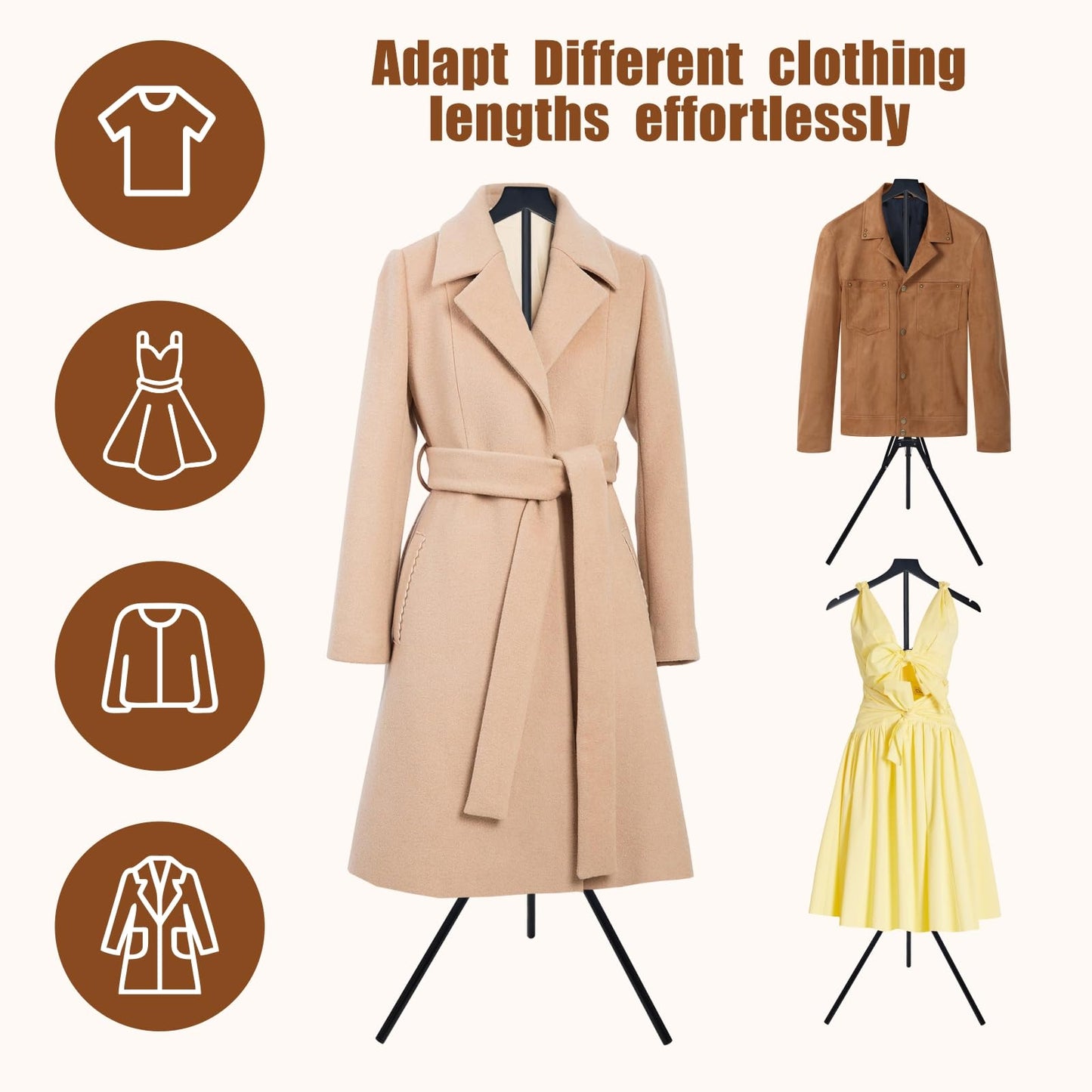 2 Pack Adjustable Shirt Display Stand 32-63 Inch, Foldable Metal Mannequin Torso Rack w Sturdy Tripod Base for Dress, Garment,Jacket Coat Portable Display for Retail Store,Vendors,Trade Shows,Home