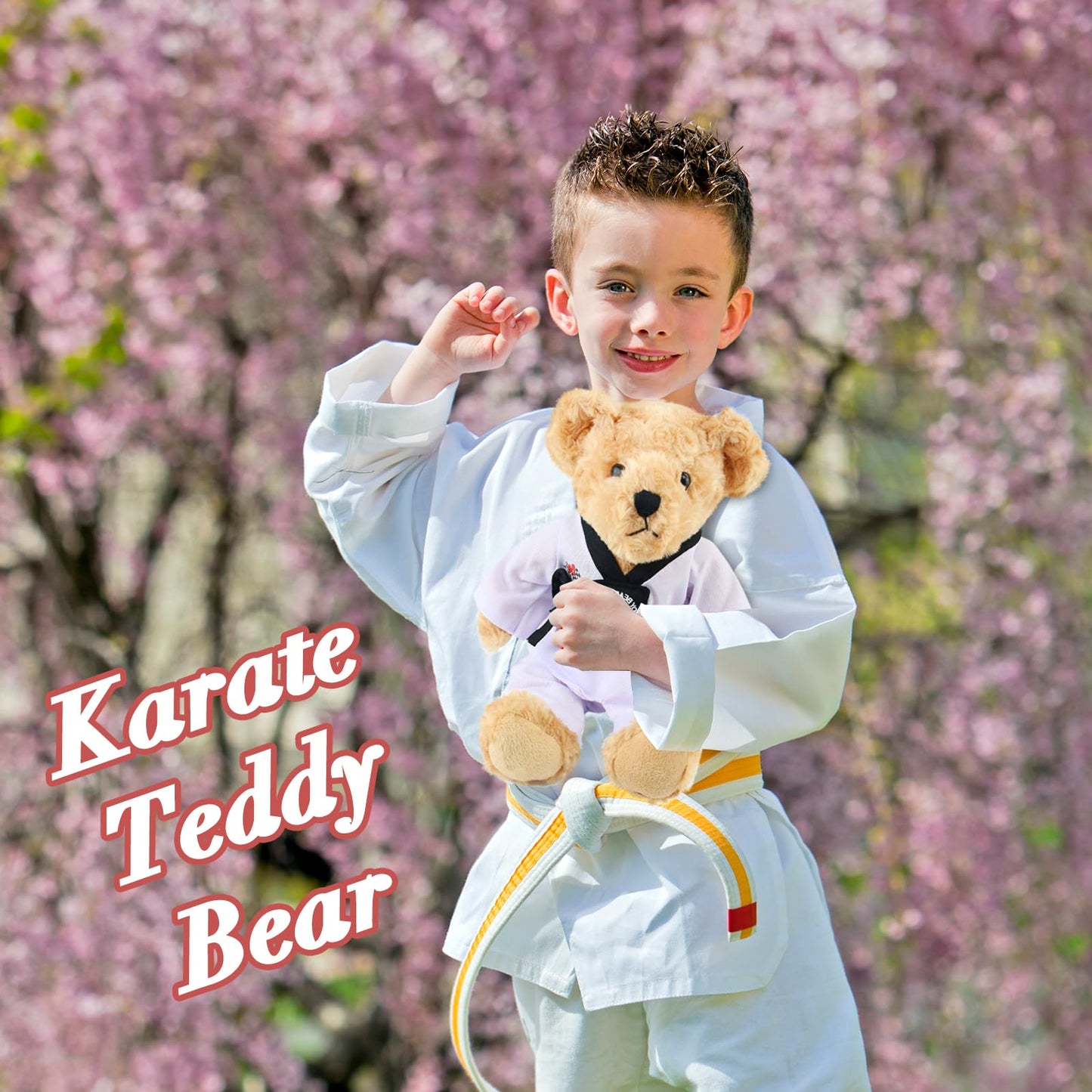 Houwsbaby Teddy Bear Stuffed Animals with Taekwondo Uniform Birthday Gift for Kids Boys Girls Valentine's Day, 20CM