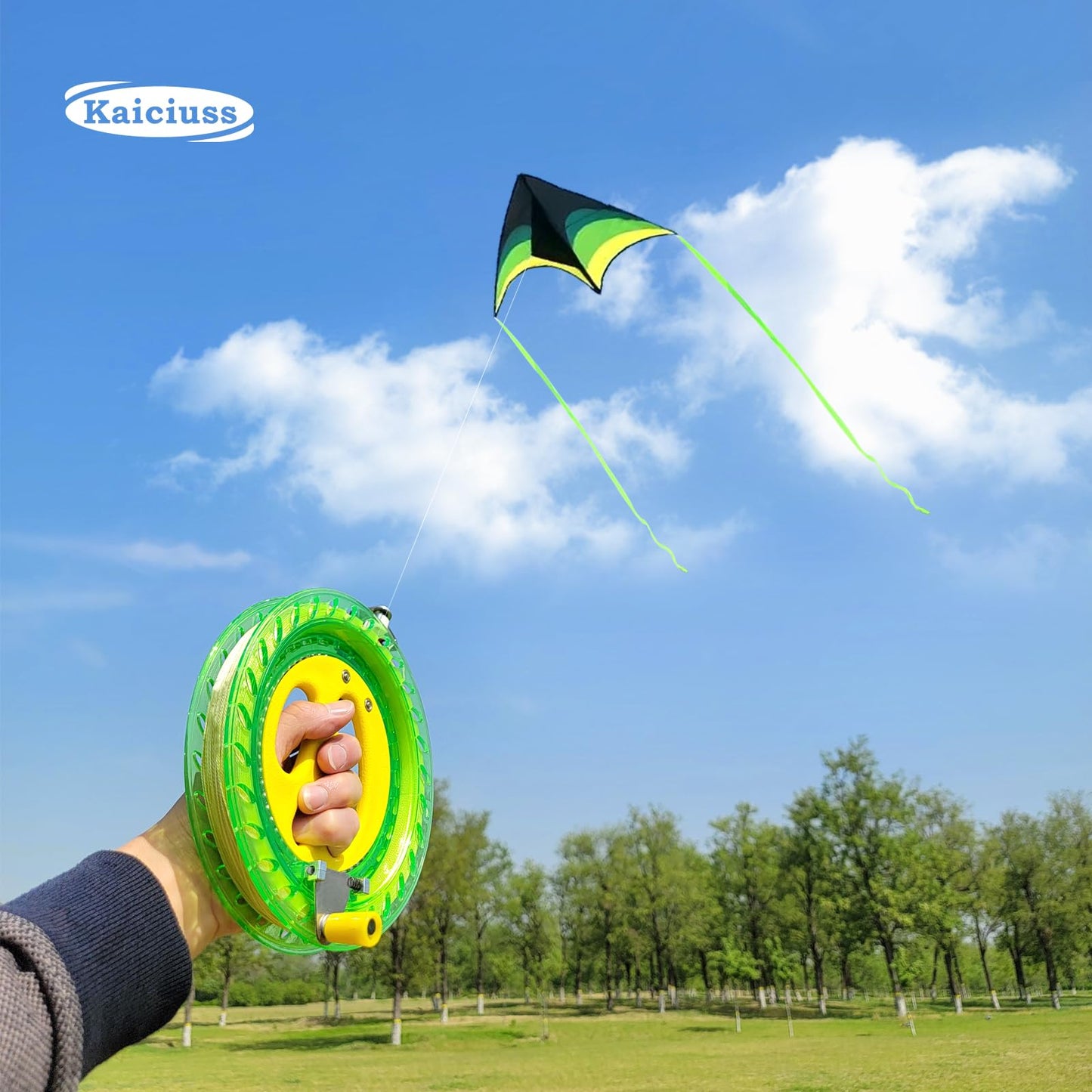 Kaiciuss Kite & Reel Winder Set, it Comes with Double Delta Kites and Double 7.1’’ Spools, Each Wheel Comes with Safety Lock and 650 FT Strong String