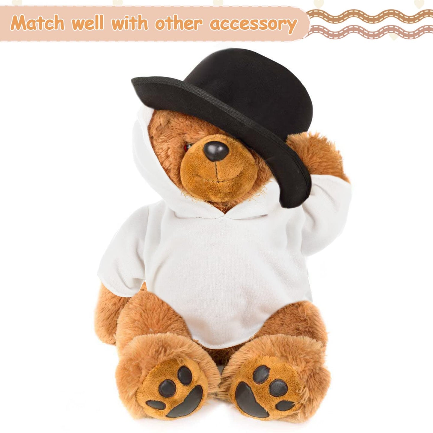 Litherr S 12 PCS Teddy Bear Clothes Shirt Stuffed Animal T-Shirt Doll Tshirts Classic Plush Bear Shirts Build A Bear Hoodie Fit 14-18 Inches Stuffed Bear Dolls (White)