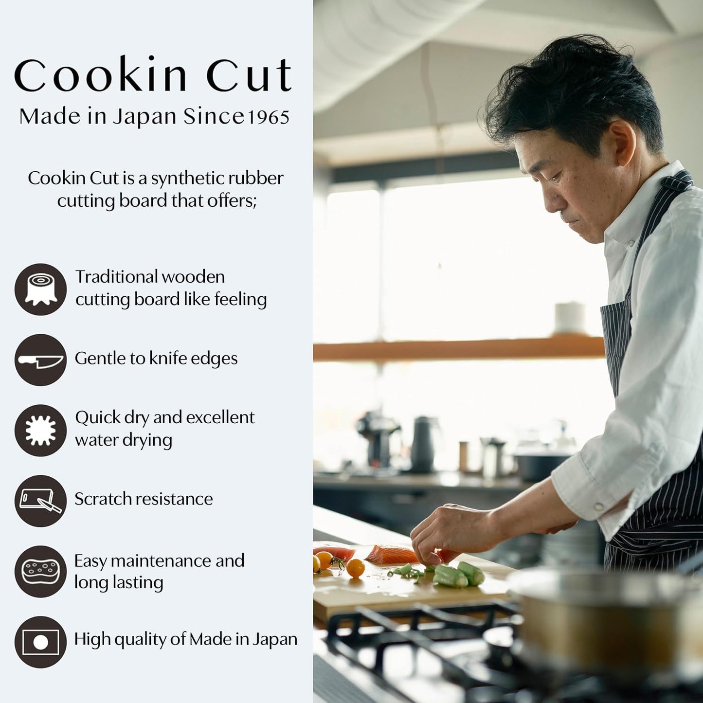 Asahi Cookin Cut Rubber Cutting Board, NE05102, Home Use, Made in Japan L 15.7 x 9.1 x 0.5 inches (40cm x 23cm x 1.3cm)