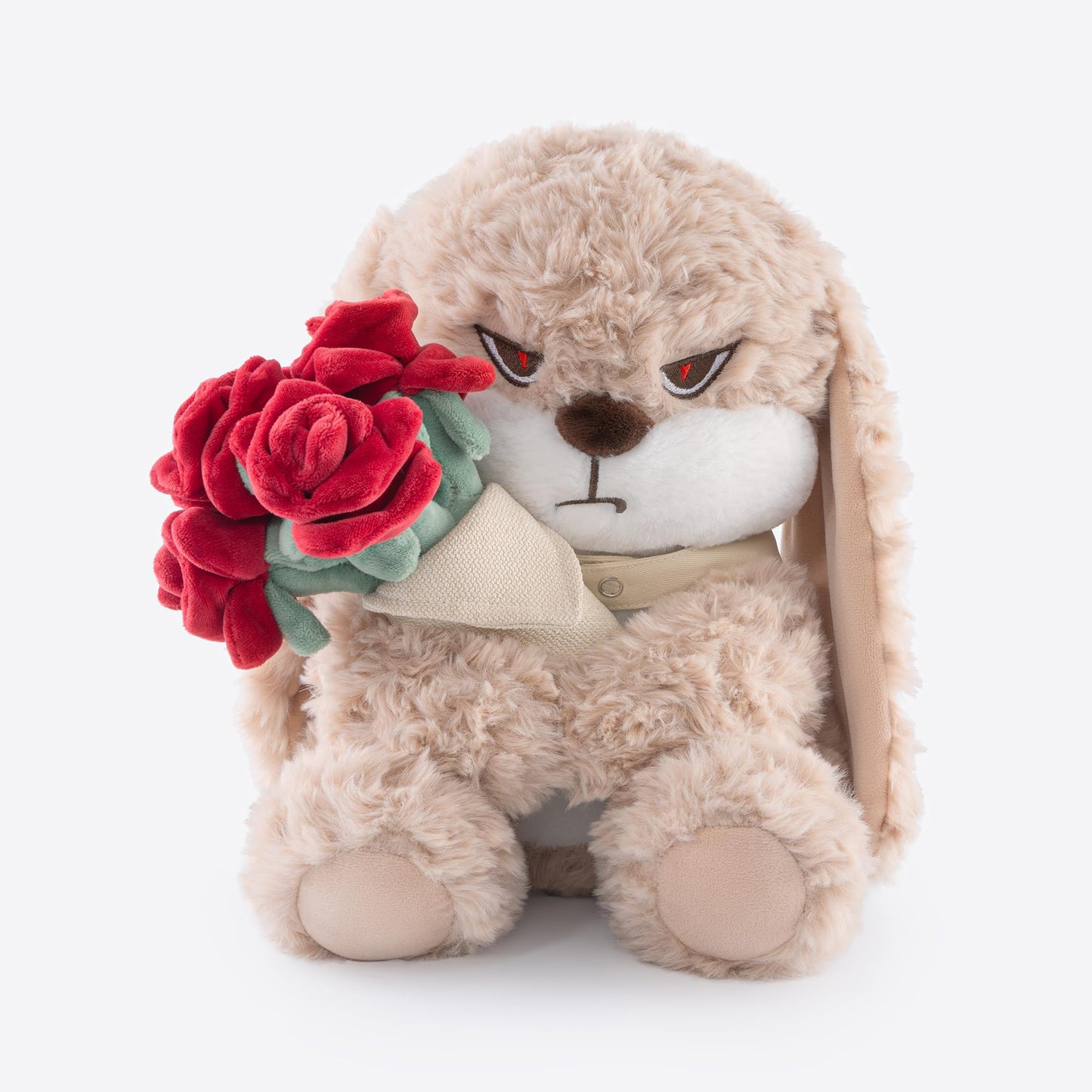 Adorable Plush Bunny 11.8 Inch Hugged Rose Bouquet Ultra Soft Toy for Girls Boys Valentine's Day (Coffee/Red) A Surprise That Never Fades