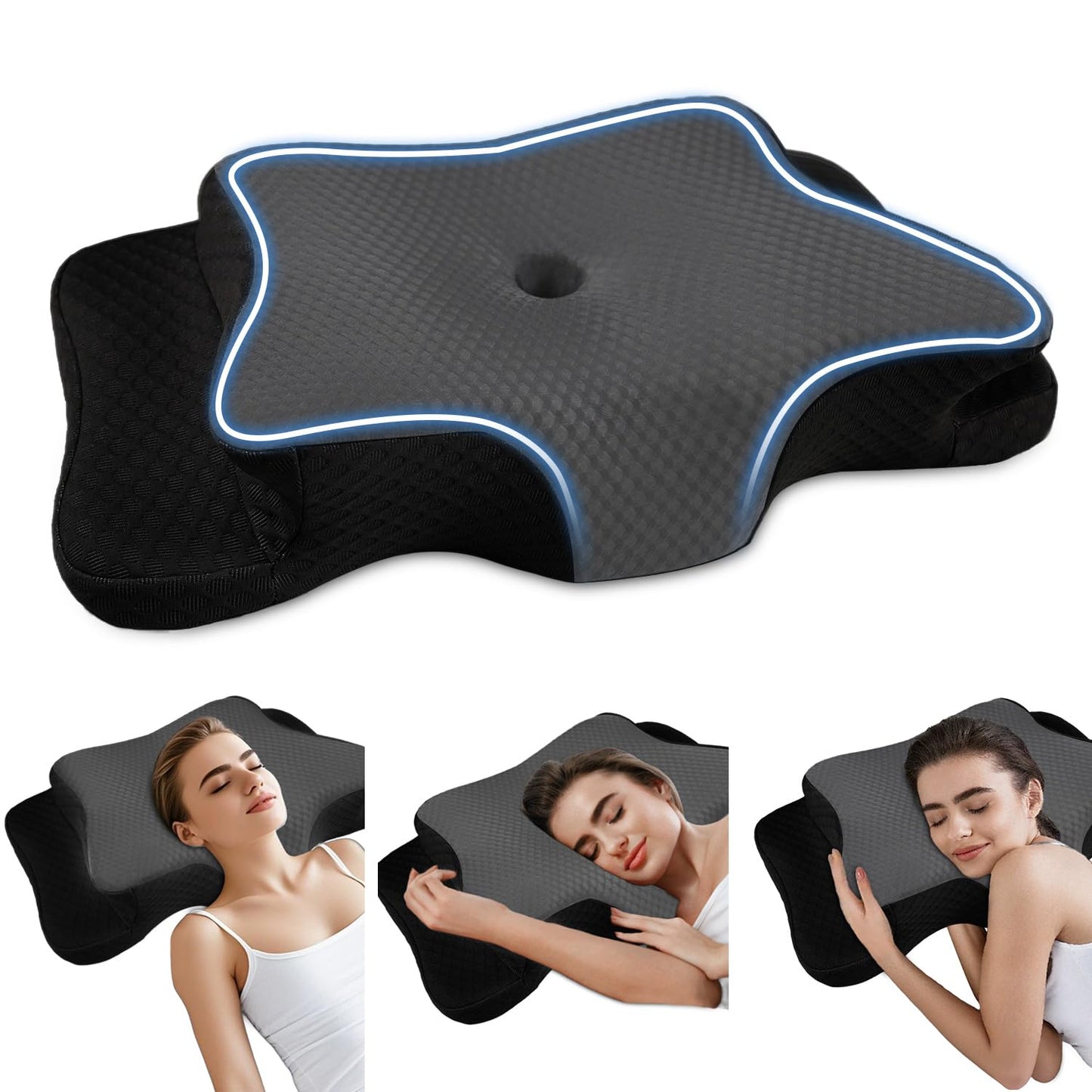 Pain Relief Cervical Pillow for Neck Support, Adjustable Ergonomic Pillow Cozy Sleeping, Odorless Orthopedic Memory Foam Pillows, Contour Bed Pillow for Side Back Stomach Sleeper