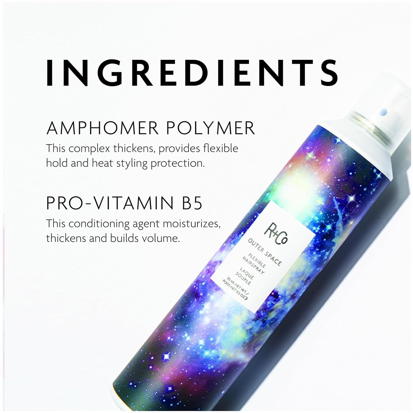 R+Co Outer Space Flexible Hairspray | Every Day Use + Lightweight + Sticky-Free | Vegan + Cruelty-Free | 9.5 Oz