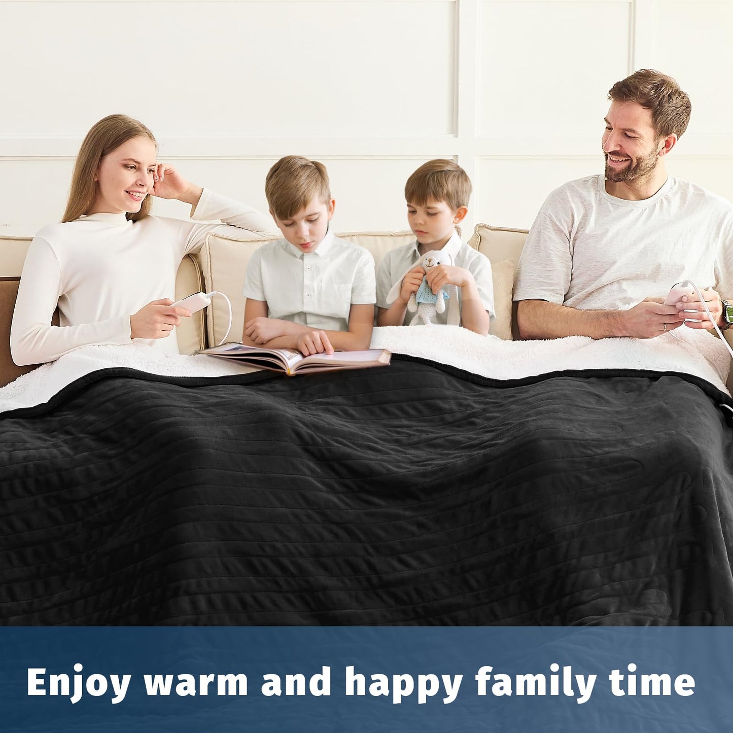 Heated Electric Blanket Queen Size - 84" x 90" Heating Blanket with Dual Control, 10 Heating Levels & 8 Hours Auto Off, Soft Warm Flannel Blanket, Christmas Birthday Gifts for Senior Grandma