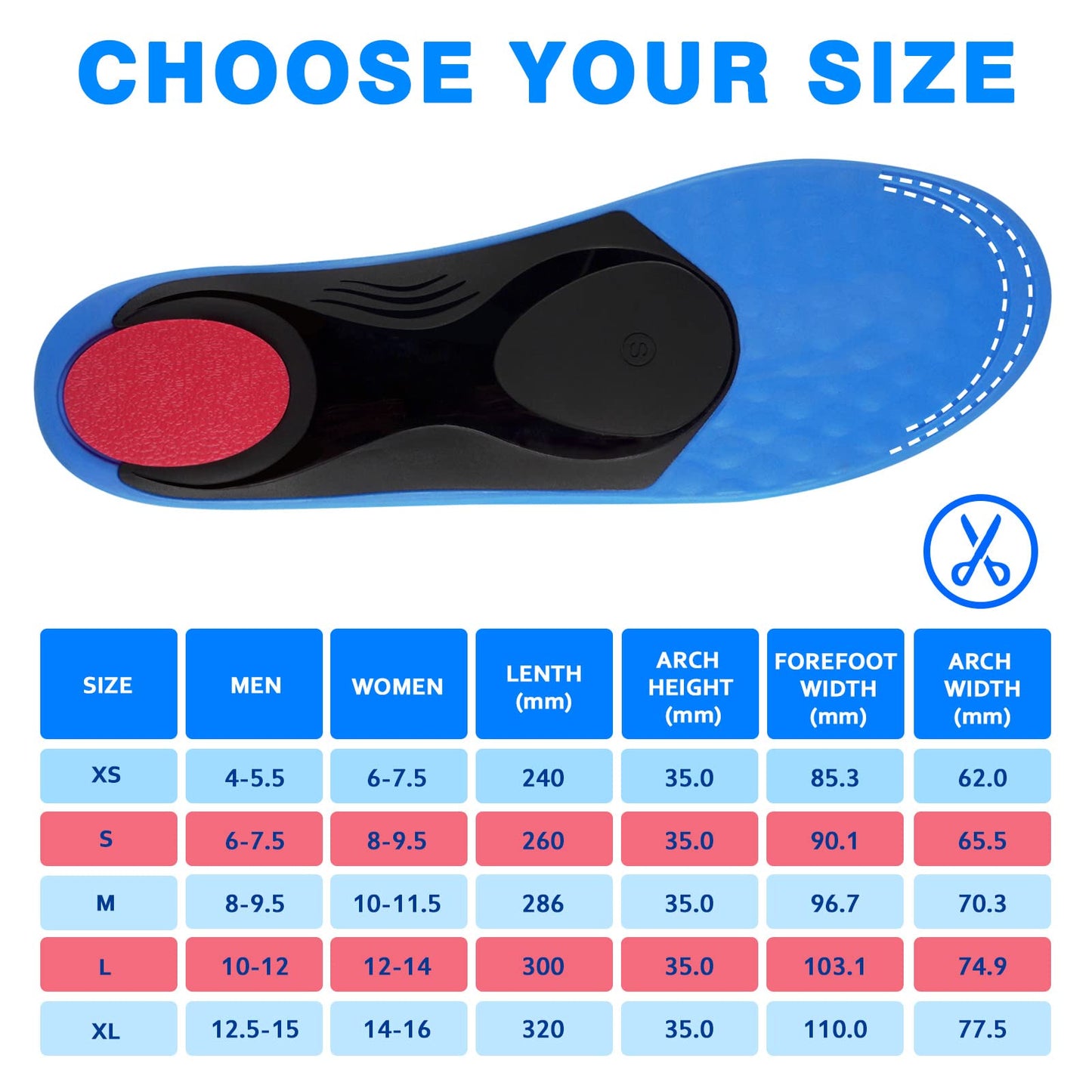 Orthotics Arch Support Metatarsalgia Insoles - Mortons Neuroma Inserts Relief Ball of Foot Pain - Orthopedic Insoles for Flat Feet - Shoe Inserts for Plantar Fasciitis (Red L)