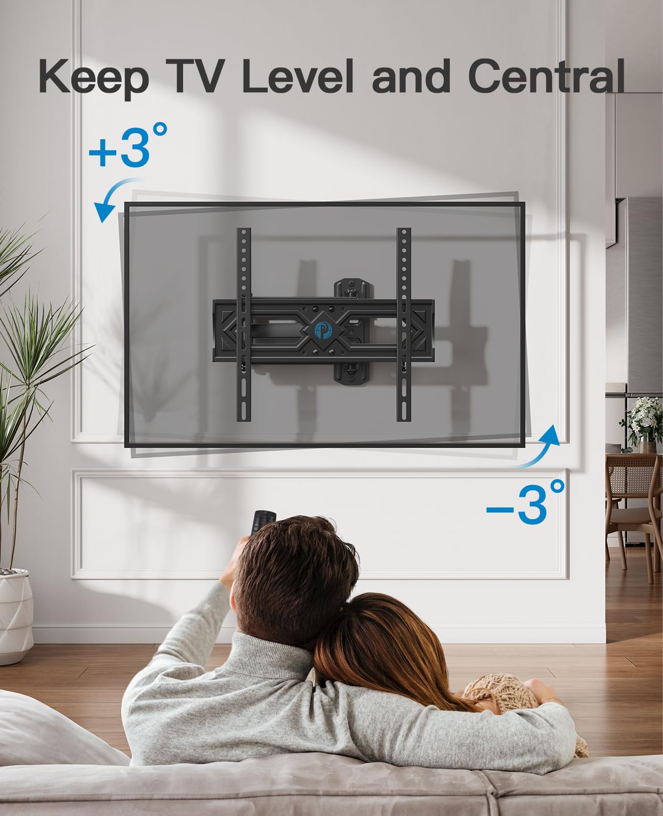 Pipishell Full Motion TV Wall Mount for 26-60 Inch Flat Curved TVs, Heavy Duty Single Articulating Arms TV Bracket Up to VESA 400x400mm and 77lbs, Support Swivel, Tilt, Level Adjustment