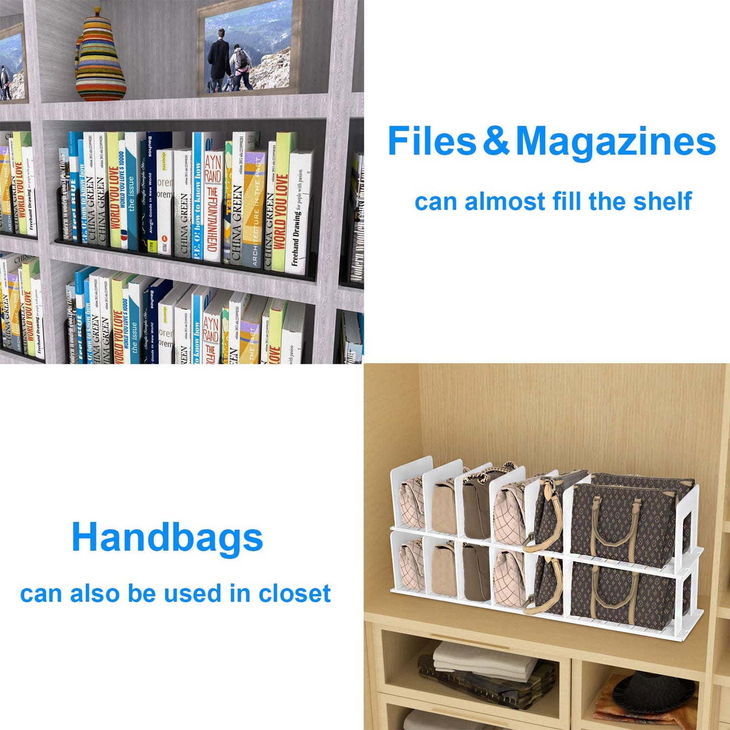 LuluEasy Translucent Frosted Adjustable Vertical File Sorter Sturdy Plastic Expandable Upright File Holder, Desktop Binder Organizer, School Office Book File Organizer, Assemble Easily Endlessly