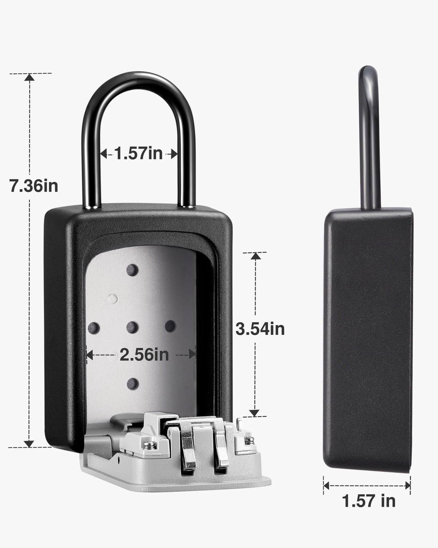 Puroma Lock Box, Large Key Lock Box Resettable Combination Code Lockbox, Portable Wall Mount Lockbox Waterproof Security Safe Box for Outside Outdoor Home Office Door Handle House Key, Gray (4 Pack)