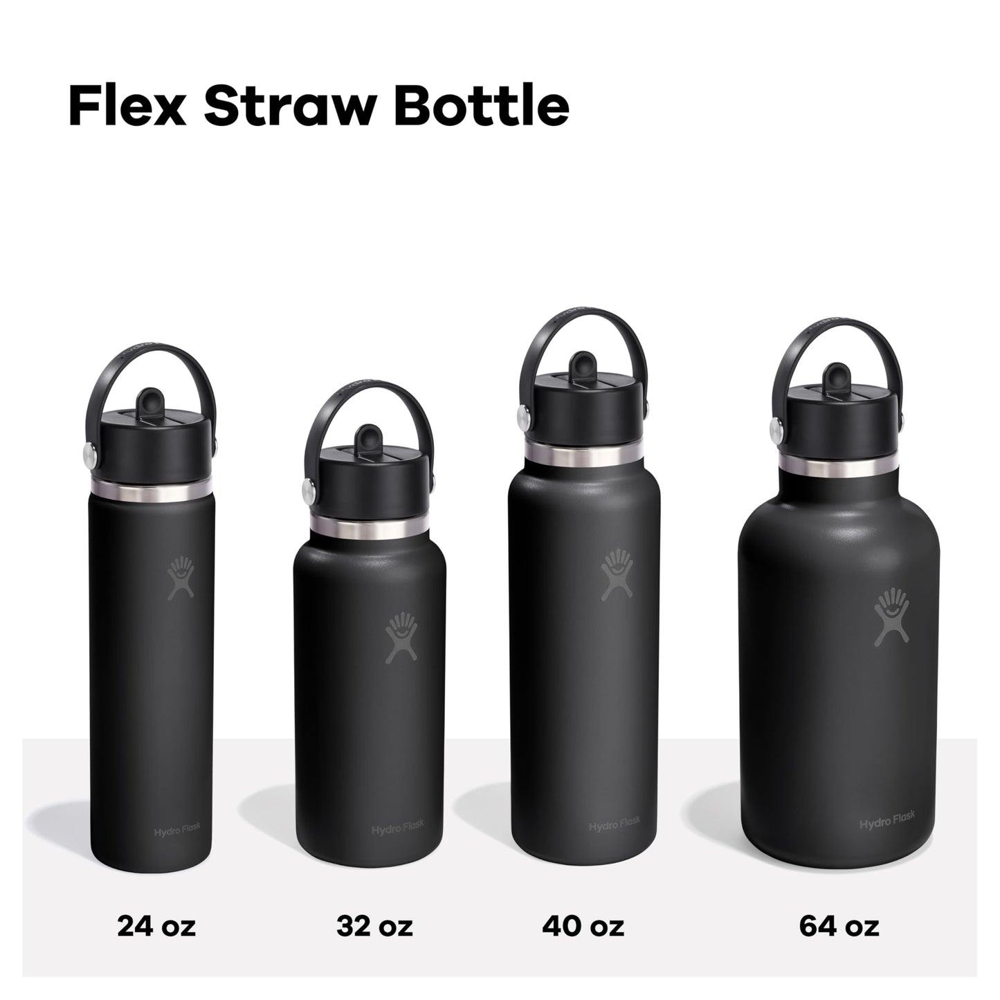 Hydro Flask Water Bottle - Insulated Stainless Steel - Wide Straw Lid, Non Spill, Leakproof in 40 Oz Tonal Black