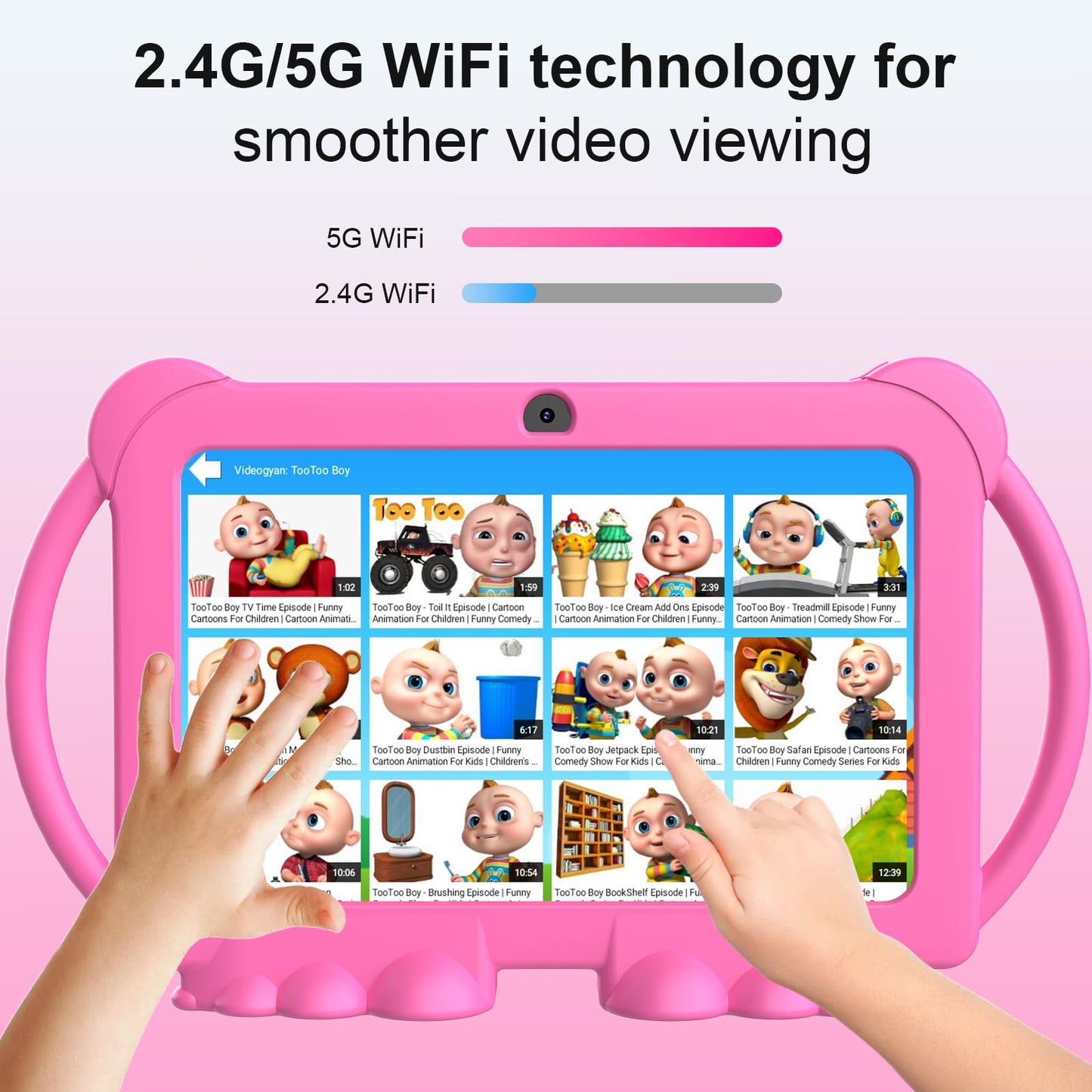 Kids Tablet, 7 inch Android 12 Tablet for Kids, 4GB RAM 32GB ROM 1TB Expand, Toddler Tablet with Parental Control, IPS Screen, Dual Camera, Educational, Games, Shockproof Case for Boys/Girls (Pink)