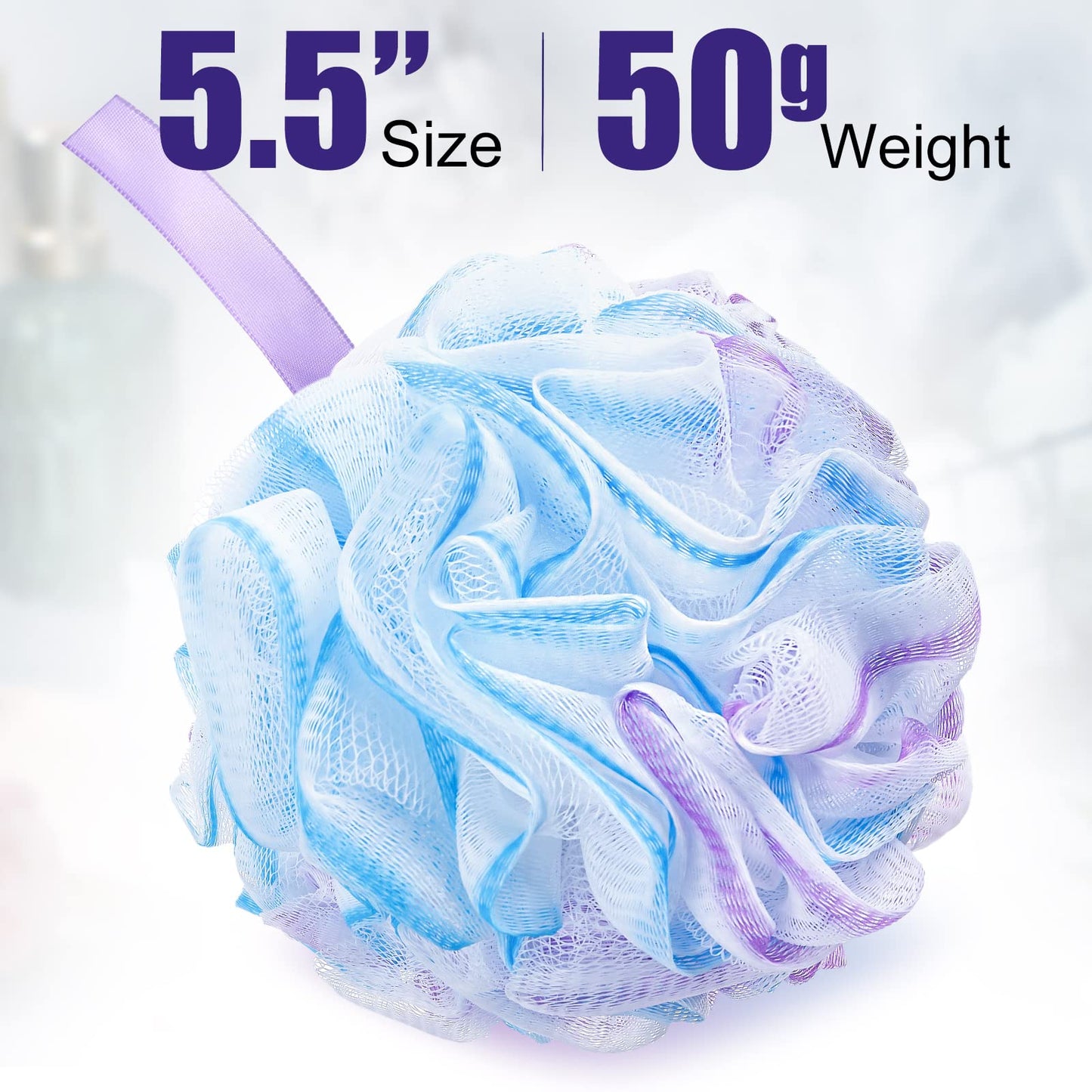 48 Pack Bath Sponge Shower Loofahs Bulk 50g Soft Net Body Scrubber Sponge Ball Body Shower Puff Mesh Pouf Bath Scrunchies Body Wash Puff for Men and Women Exfoliating Shower Pouf Balls ?Regular Color