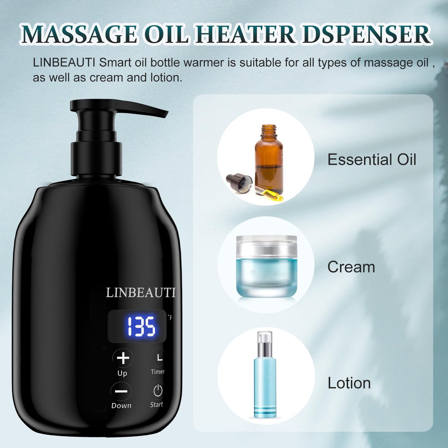 Massage Oil Warmer with Two Oil Bottle Dispenser, Lotion Bottle Warmer Dispenser Heater, Smart Touch Key Electric Warm Lotion Dispenser, Lube Gel Cream Warmer for Home Pro Salon Spa Massage