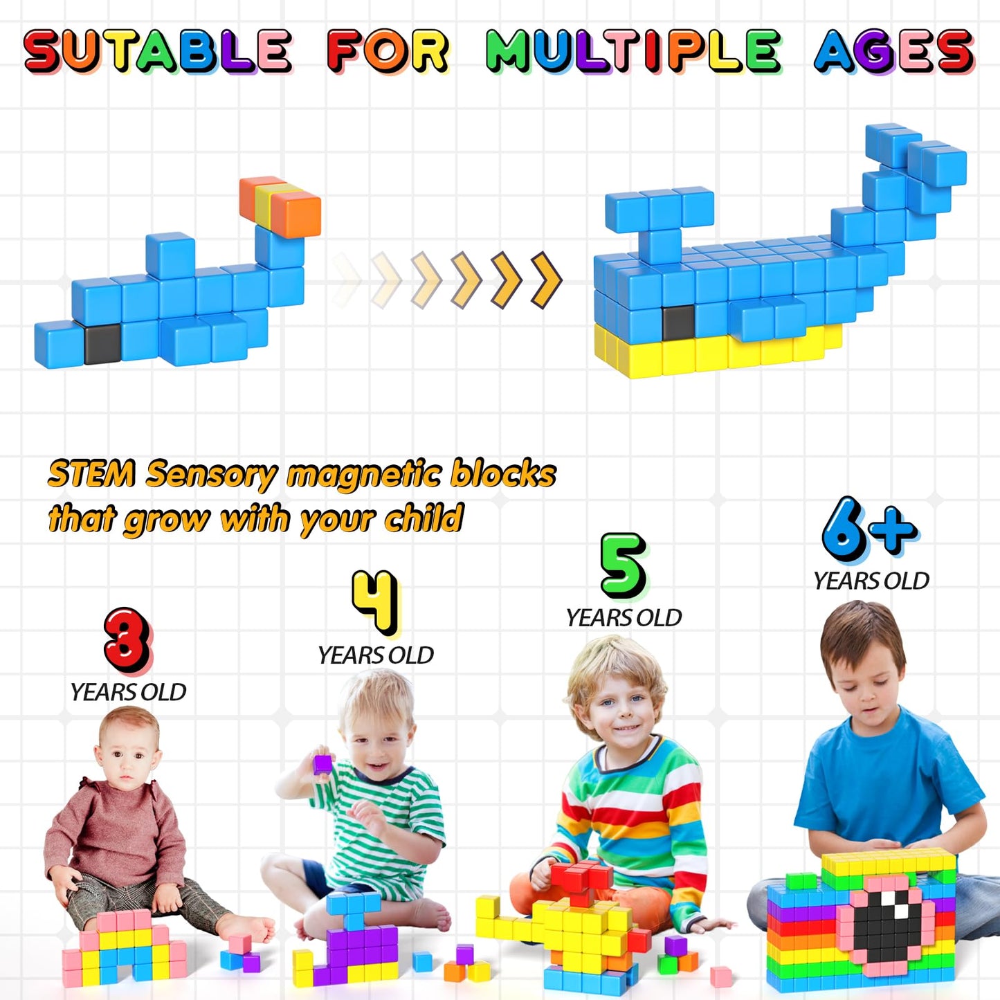 99pcs Magnetic Blocks, Gifts for 3 4 5 6 Year Old, Magnet Building Blocks for Toddlers, Girls & Boys, Sensory - Montessori - Autism - Magnetic Toys for Kids Ages 3-5 4-8
