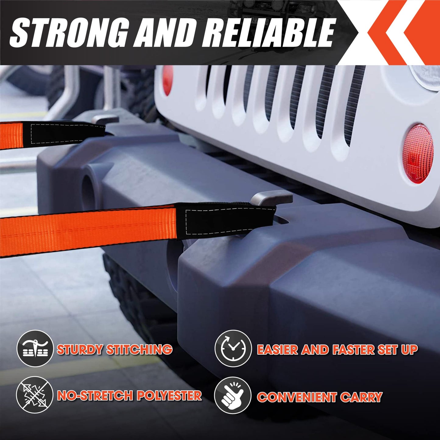2 Pack 2”x15FT Supper Sturdy Lift Sling Straps, 18800 Pound Capacity Heavy Duty Eye-Eye Nylon Strap for Hoist, 2-Ply Polyester Rigging Straps, Tree Saver Recovery Straps Web Sling Winch