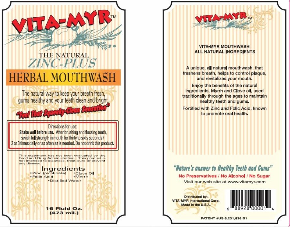3 Pack VITA-MYR 16 Oz Effective Herbal Zinc-Plus Mouthwash