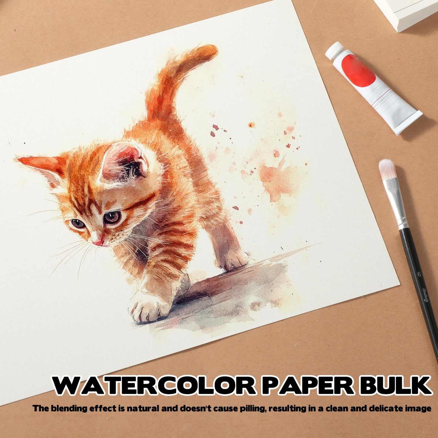 AIHSUMC 200 Sheets 9" x 12" Watercolor Paper Bulk, 110lb / 230gsm Cold Press White Thick Watercolor Paper Pad for Painting & Drawing – Art Supplies for Kids, Students & Adults