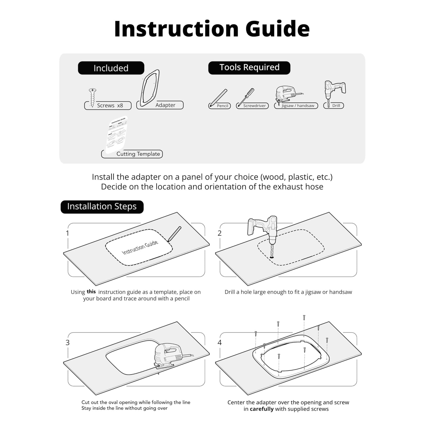AC Vent Exhaust Hose Adapter Plate for DIY Window and Sliding Doors compatible with Midea Duo
