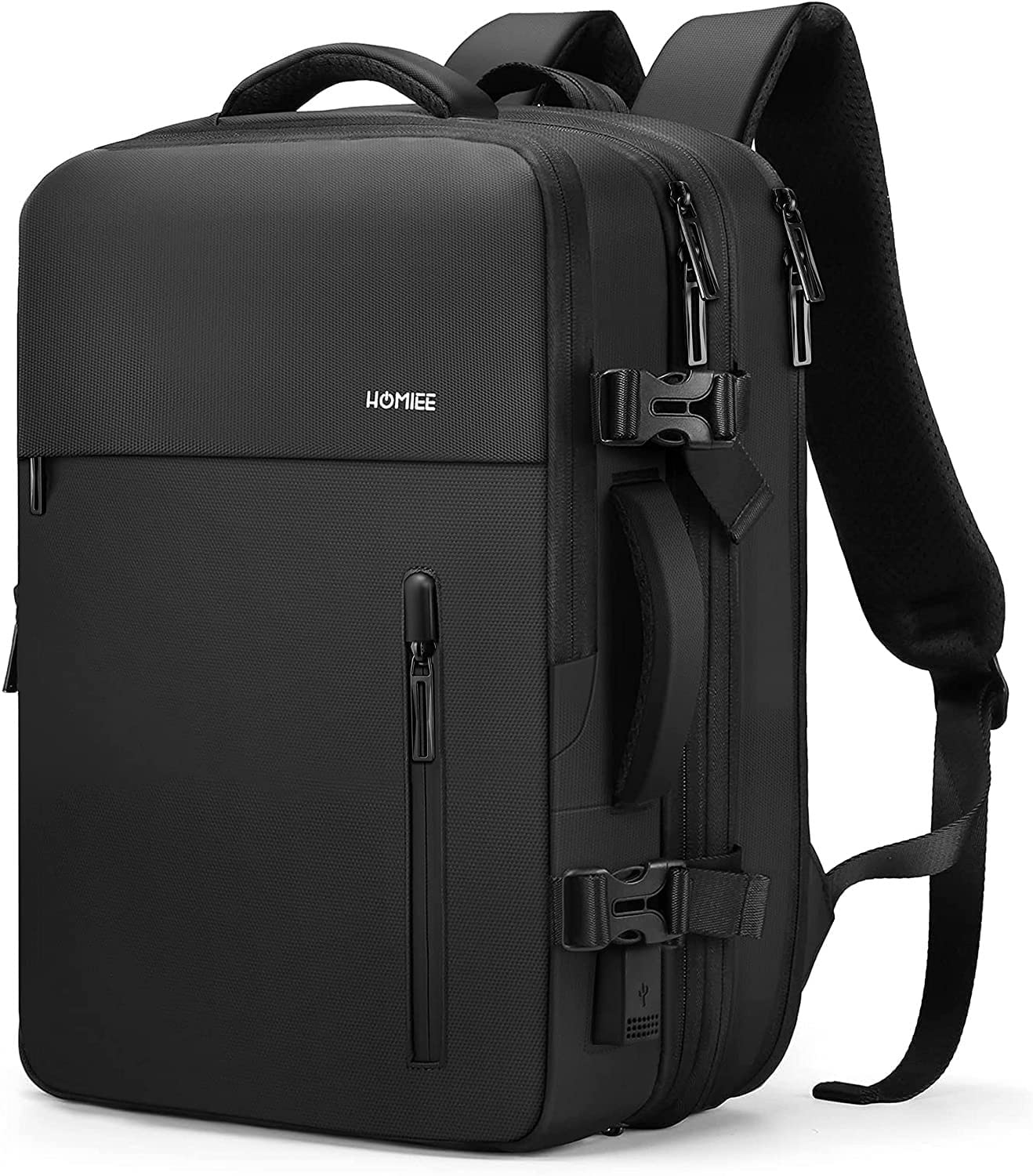 HOMIEE 40L Expandable Carry on Backpack Fit 15.6 Inch Laptop with USB Charging Port for Business Weekender, TSA Approved Personal Item Travel Backpack Waterproof Luggage Suitcase