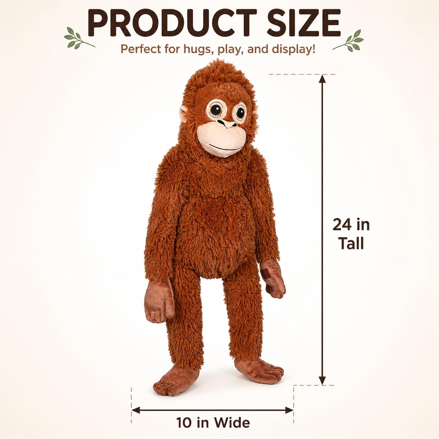 Fluffypals Punch Monkey Plush - 23.6 Inch Punch The Monkey Stuffed Animal, Hanging on Bags or Neck Orangutan Plush, Great Gift for Boys Girls Kids Fans