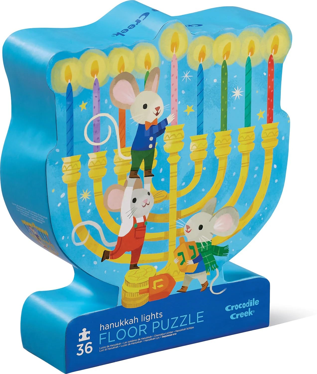CROCODILE CREEK Hanukkah Lights Floor Shaped Box Puzzle 36Pc, 1 EA