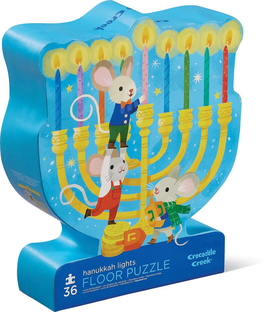 CROCODILE CREEK Hanukkah Lights Floor Shaped Box Puzzle 36Pc, 1 EA
