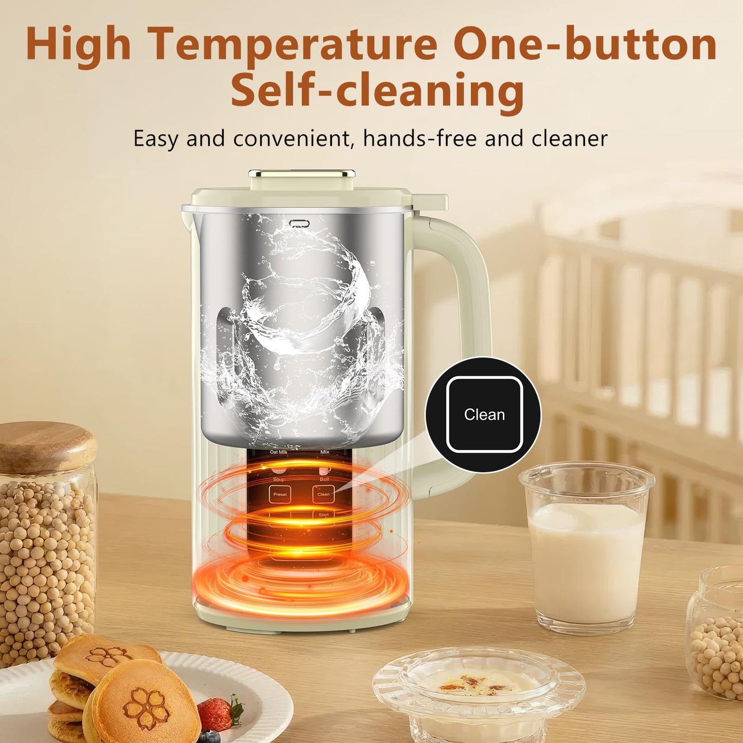 OMMO 10 in 1 Nut Milk Maker Machine Blender, 35oz Soy Milk Maker with Large Screen/10 Blades for Hot/Cold Almond Oat Soybean Milk Maker, 12 Hours Timer/Self-Cleaning, Includes Recipe Book-Accessories