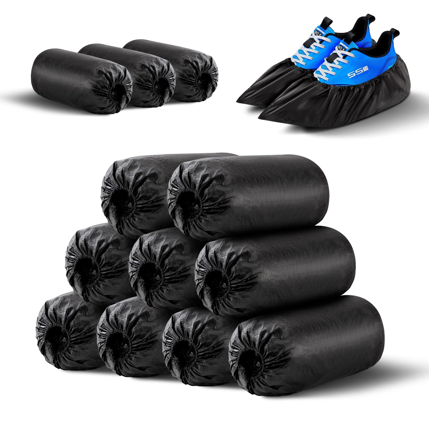 HUADYMEET Shoe Covers Disposable 1000 Pack(500 Pairs) Large Shoe Covers Shoe Boot Covers Waterproof Shoes Protectors Covers Durable Boot&Shoes Covers for Indoors,One Size Fits All, 600g/Bag,Black
