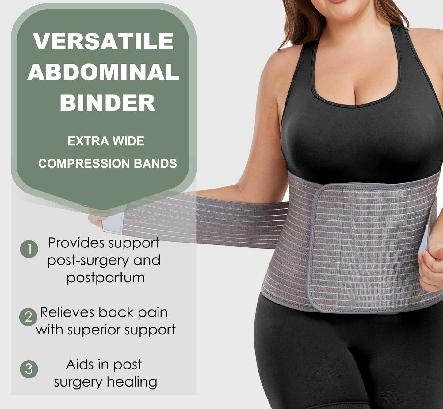 Abdominal Binder Post Surgery - Postpartum Belly Band Wrap | Post C Section Belly Binder Recovery Belt | Stomach Compression Hernia Belt For Men or Women After Pregnancy, Hysterectomy (Large/X-Large)
