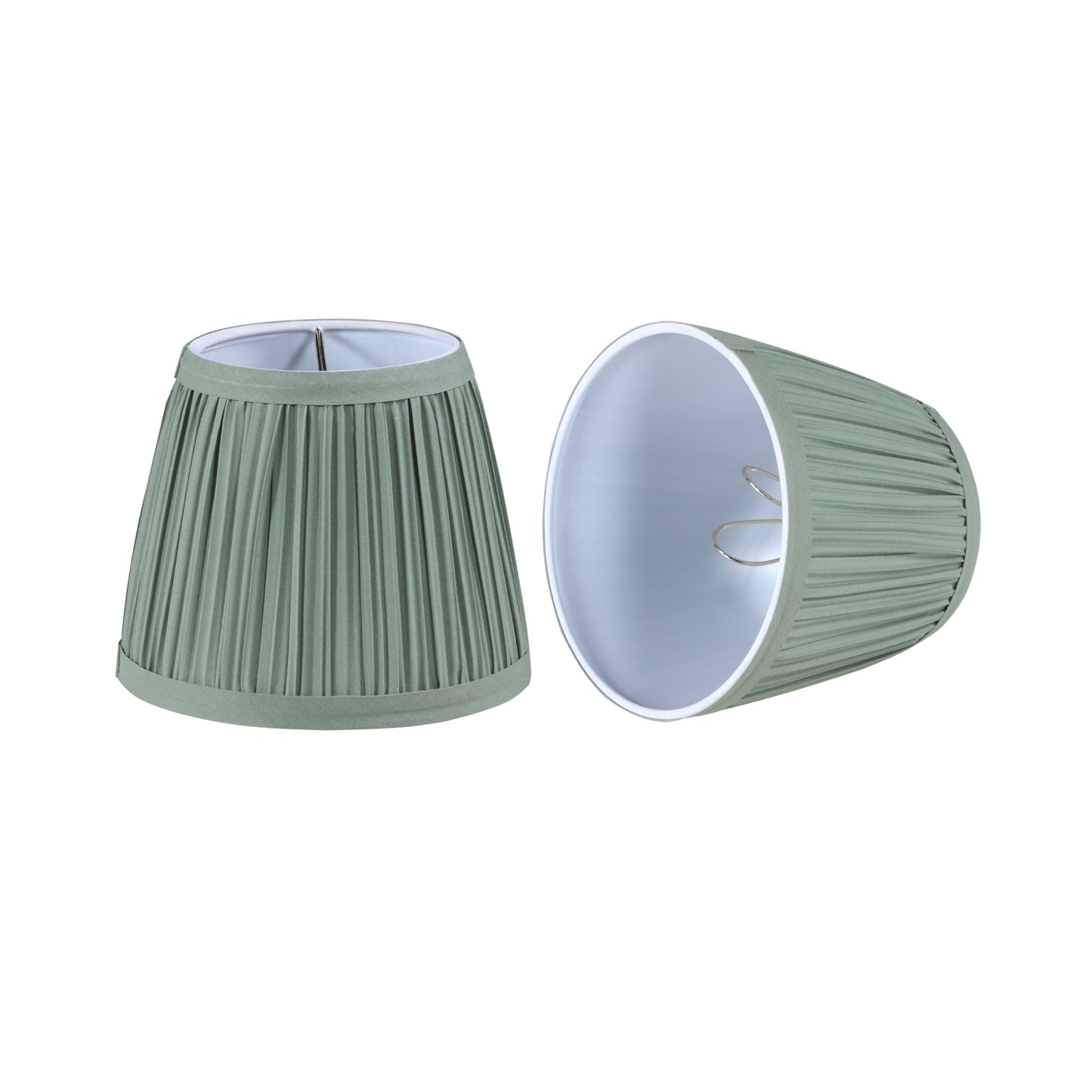 Aspen Creative 51521-2, Hardback Empire Transitional Clip-On Chandelier Lamp Shade, Mushroom Pleated Olive Faux Silk Fabric, 4" Top x 6" Bottom x 5" Slant Height, Set of 2