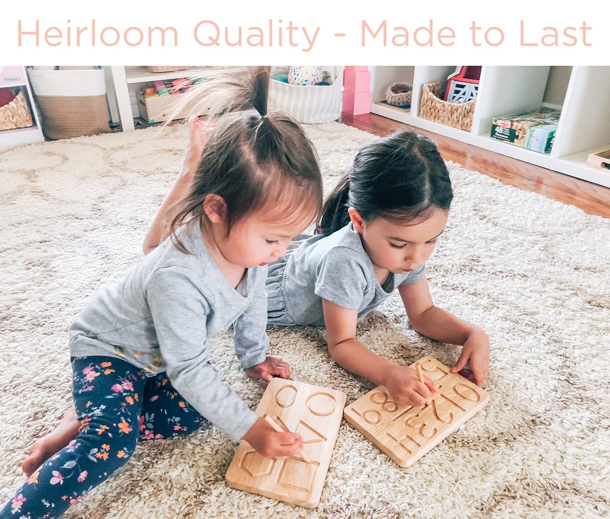 Montessori & Me Wood Number Tracing Board - Montessori Wooden Numbers and Shapes Complements Wooden Letter Tracing Board - Large Wooden Print Numbers for Toddler to Preschool