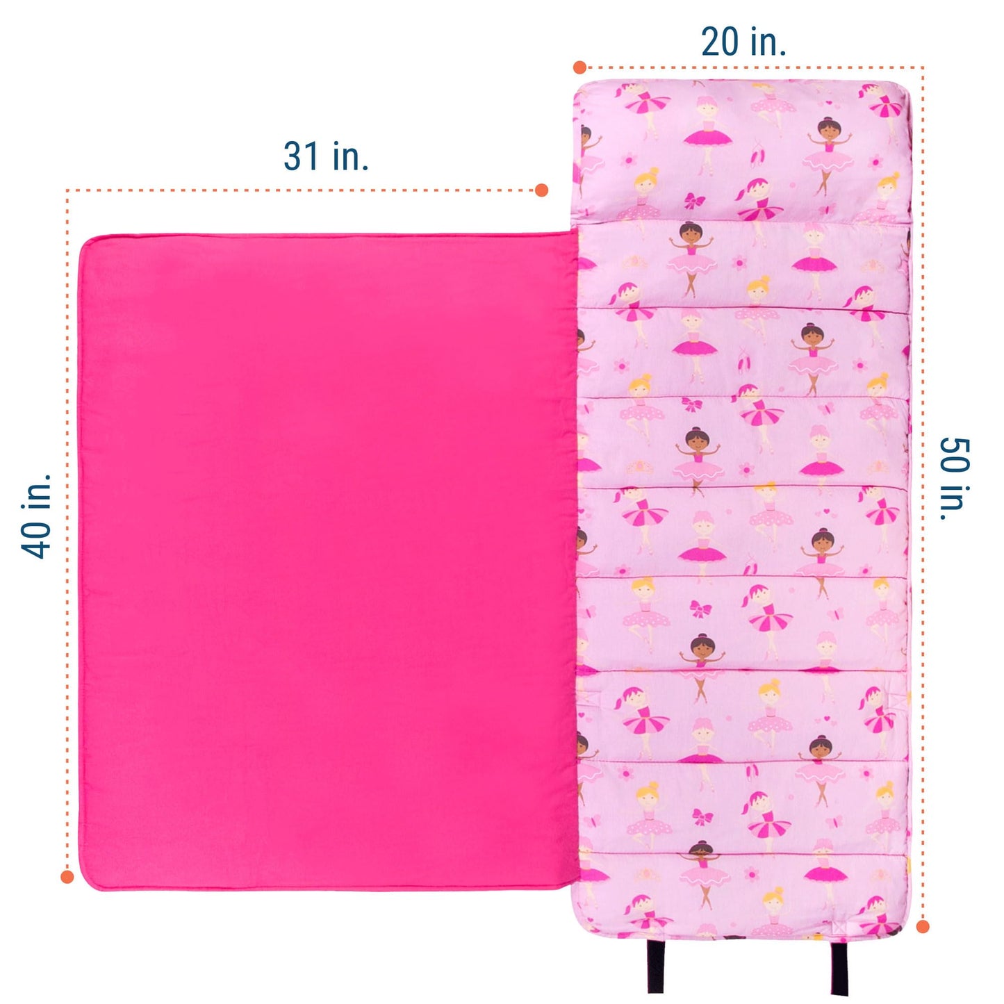 Wildkin Original Nap Mat for Kids – Soft, Cozy & Roll-Up Ready Sleep Mat, Ideal for School & Travel - Ballerina