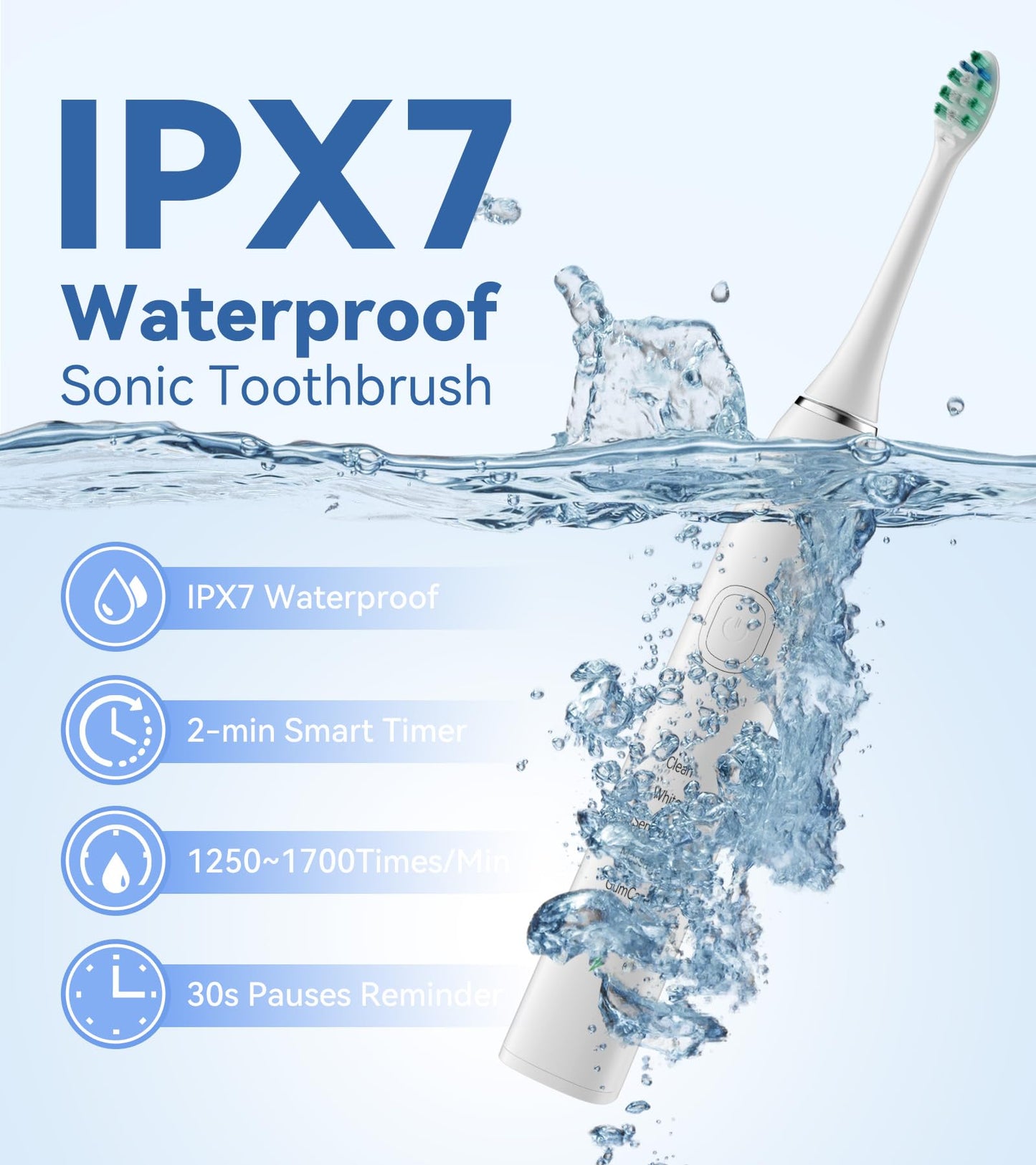 Water Flosser & Ultrasonic Electric Toothbrush Combo, 600ML Water Dental Flosser Toothbrush with 7 Jet Tips, 10 Adjustable Water Pressure, 5 Toothbrush Heads for Home Use, Gums, Braces (White)