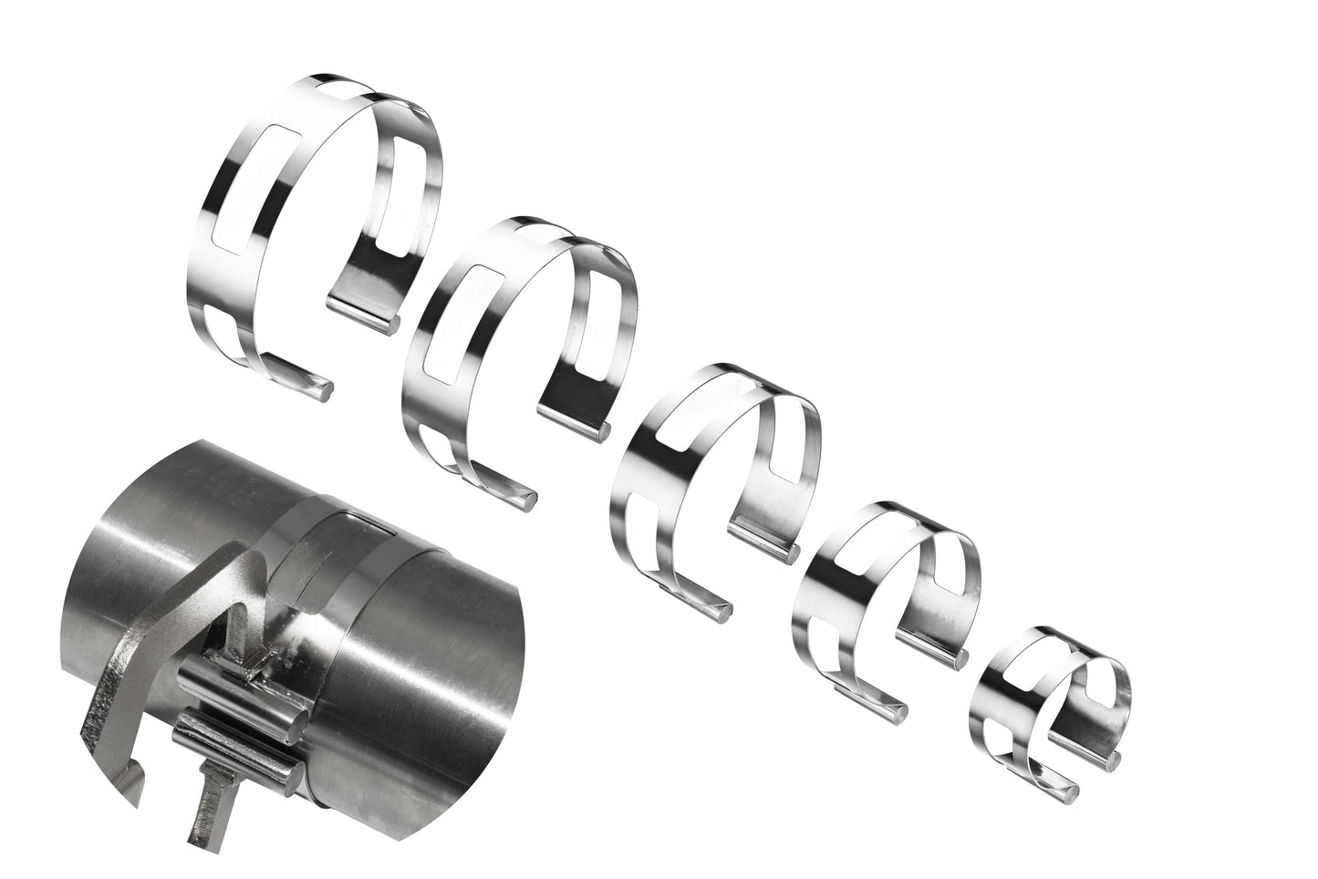5Piece Stainless Steel Exhaust Pipe Clamps, Universal, for Welding and Exhaust Repairs (2" 2.5" 3" 3.5" 4")