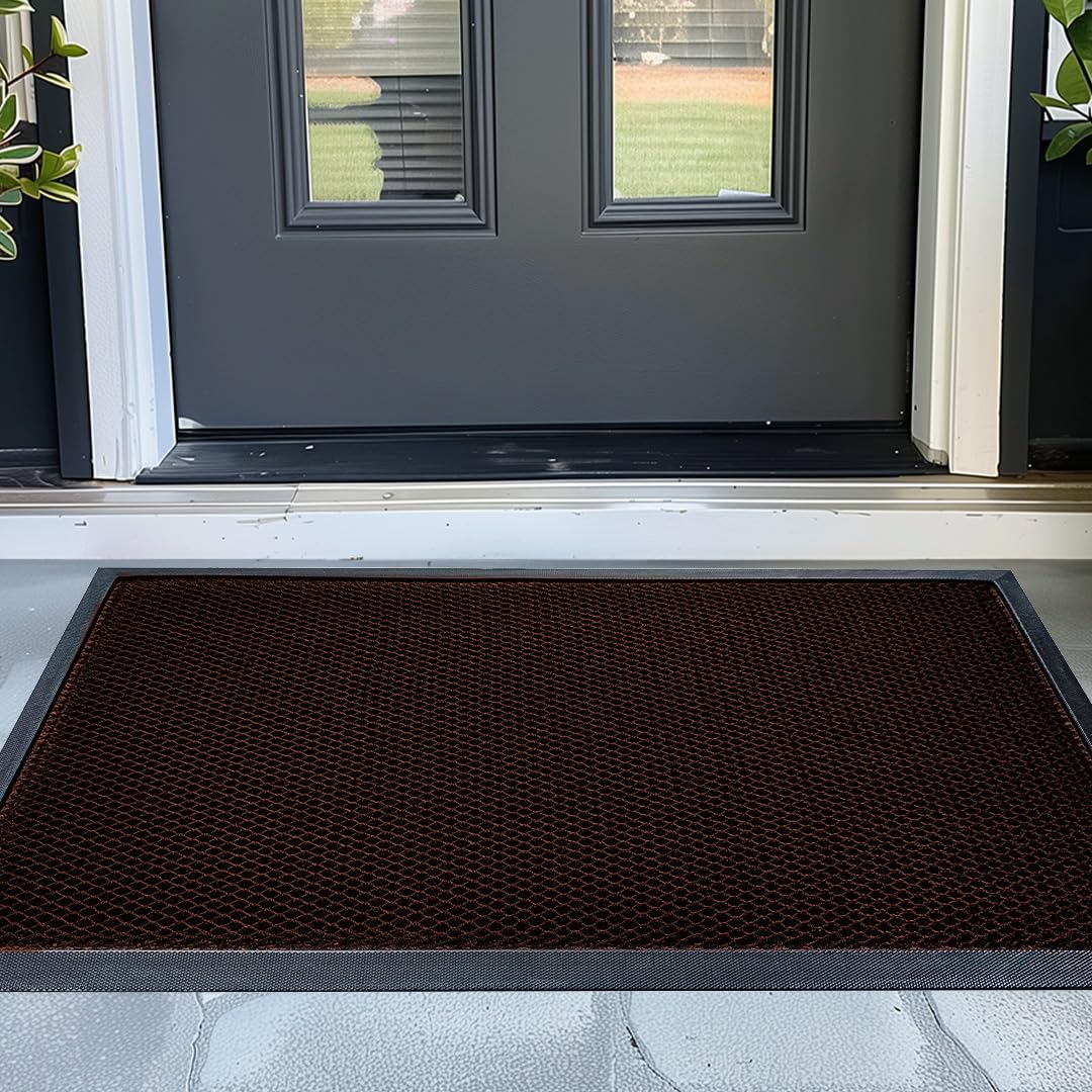 Muddy Mat® Meshy Mat™ Door Mat Heavy-Duty Quick-Dry Floor Mat, Sand & Dirt Trapper for Indoor & Outdoor, Ideal for Entrance, Mudrooms,Patios & Garages,Low-Profile,Non-Slip,Washable– Brown 23"x35"x0.4"