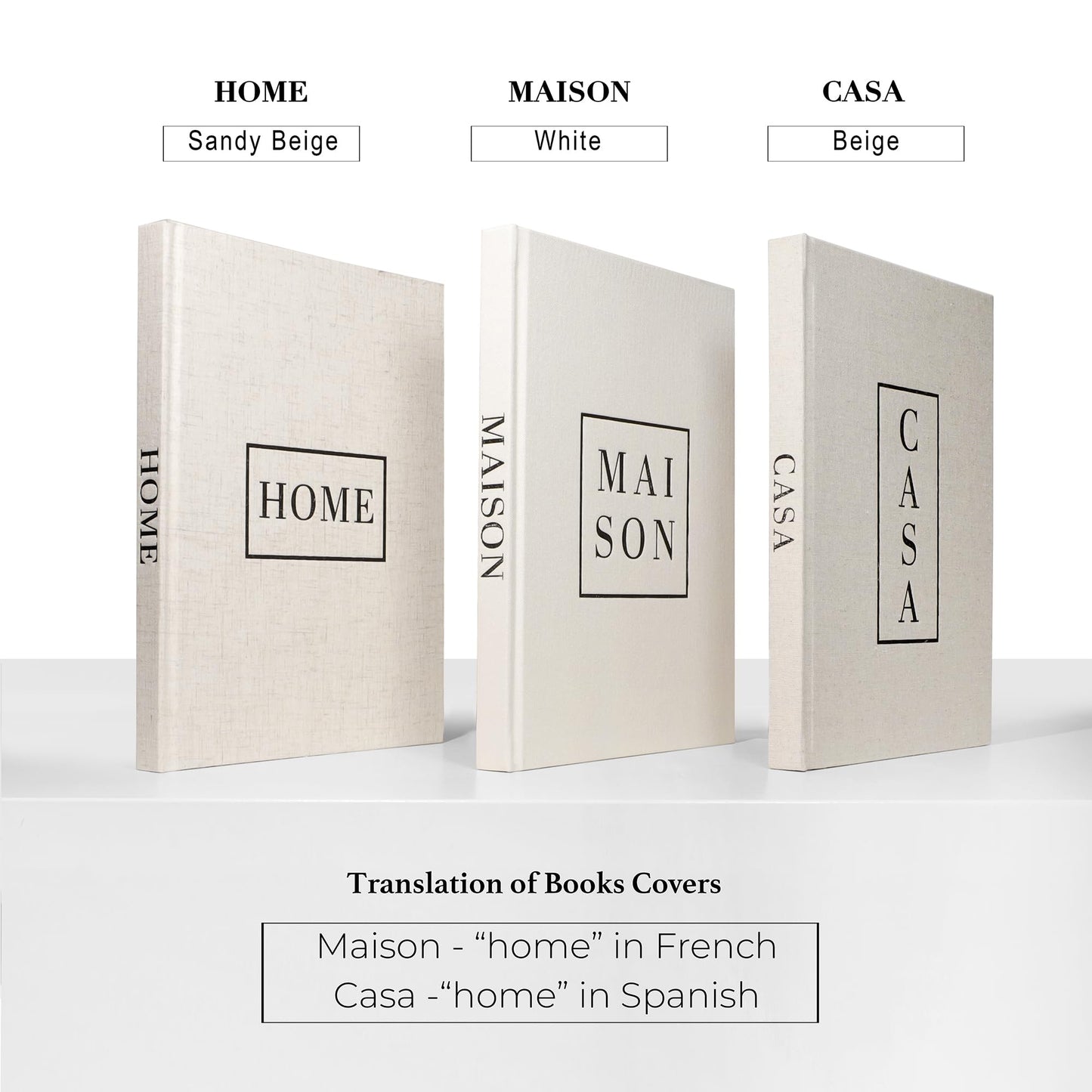 Linen Neutral Coffee Table Books Set of 3,Fashion Designer Hardcover Blank Book Stack, Modern Decorative Books for Home Decor XL Coffee Table Decoration - Stylish Display Book