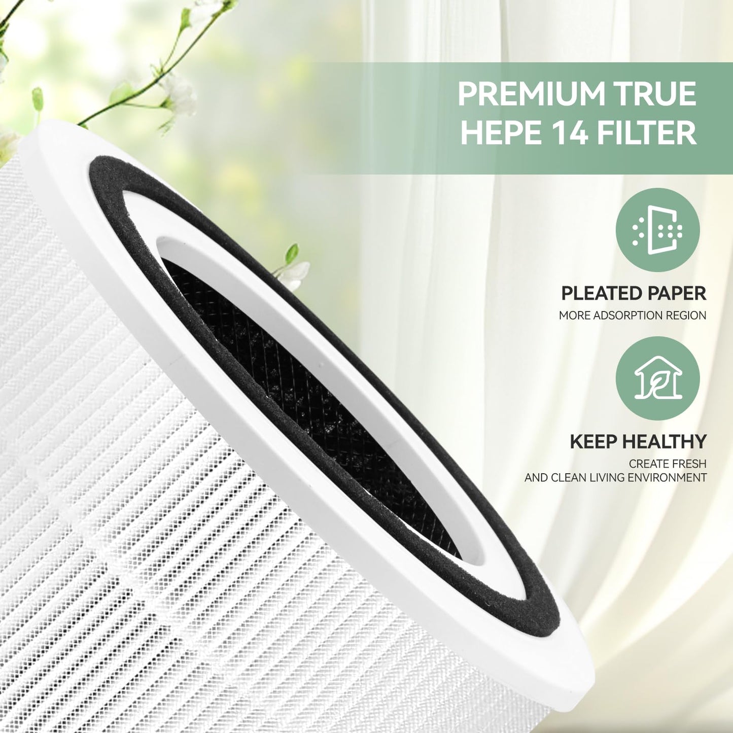 240 Replacement Filter Compatible with 240 Air Cleaner Purifier, 3-in-1 HEPA 14 Filter Replacement, 4 Pack