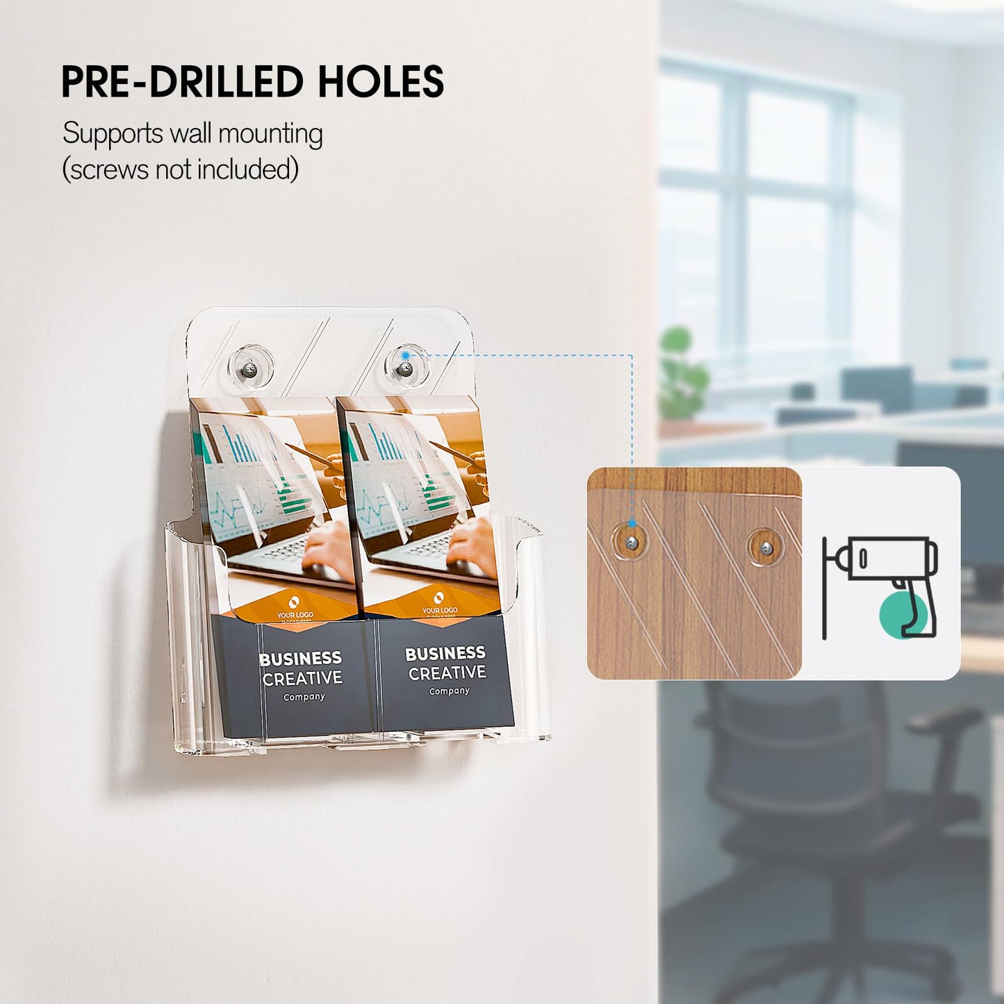 KTRIO Acrylic Brochure Holder 8.5 x 11 inch, Plastic Clear Literature Holders Rack Card Display Trifold Brochures Stand, Stands for Flyer, Pamphlet, Magazine, Booklet, Desk & Wall Mount, 4 Pack