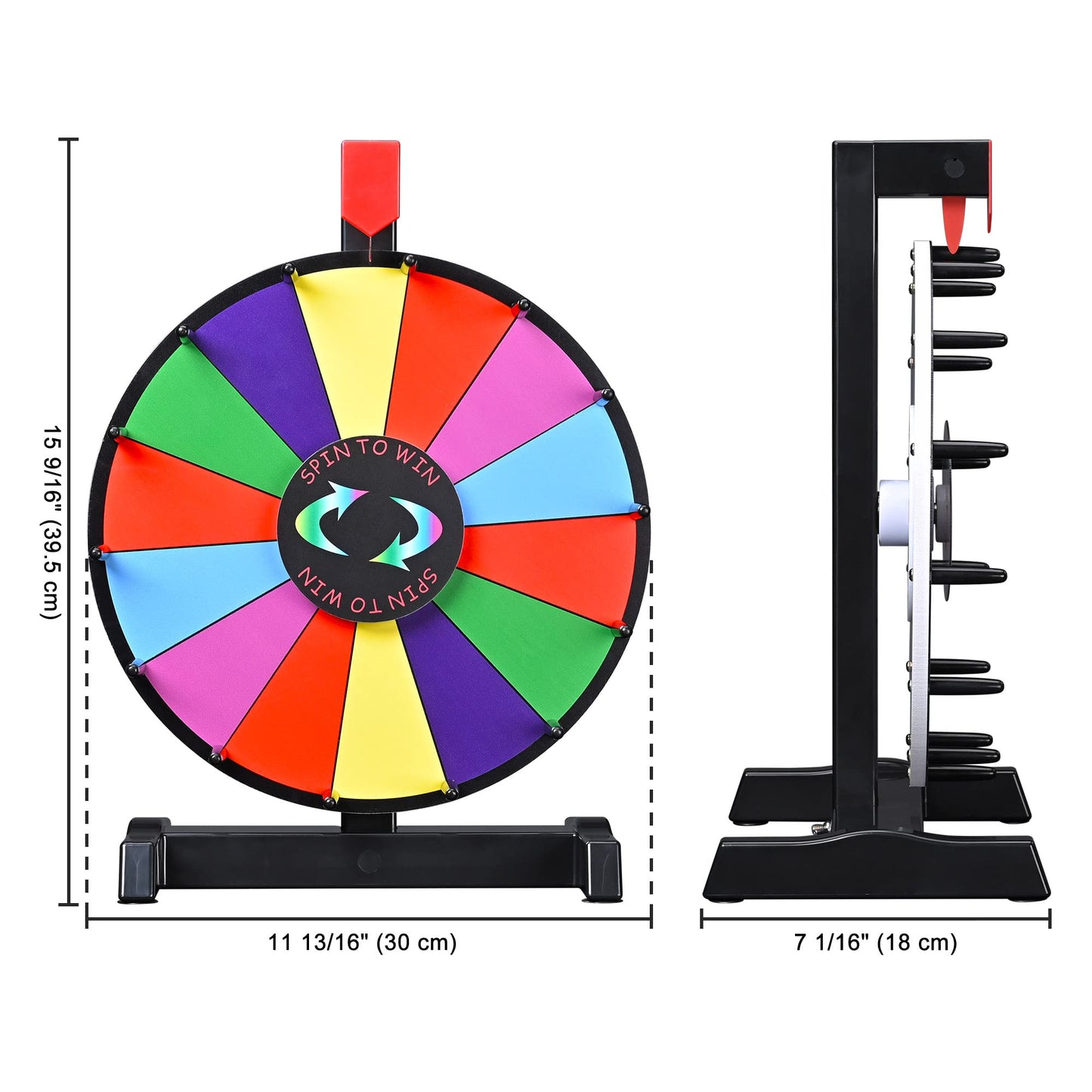 WinSpin 12" Prize Wheel Tabletop 14 Slots Heavy Duty Editable Spinning Wheel for Fortune Spinning Game Carnival & Tradeshow, Classic Series