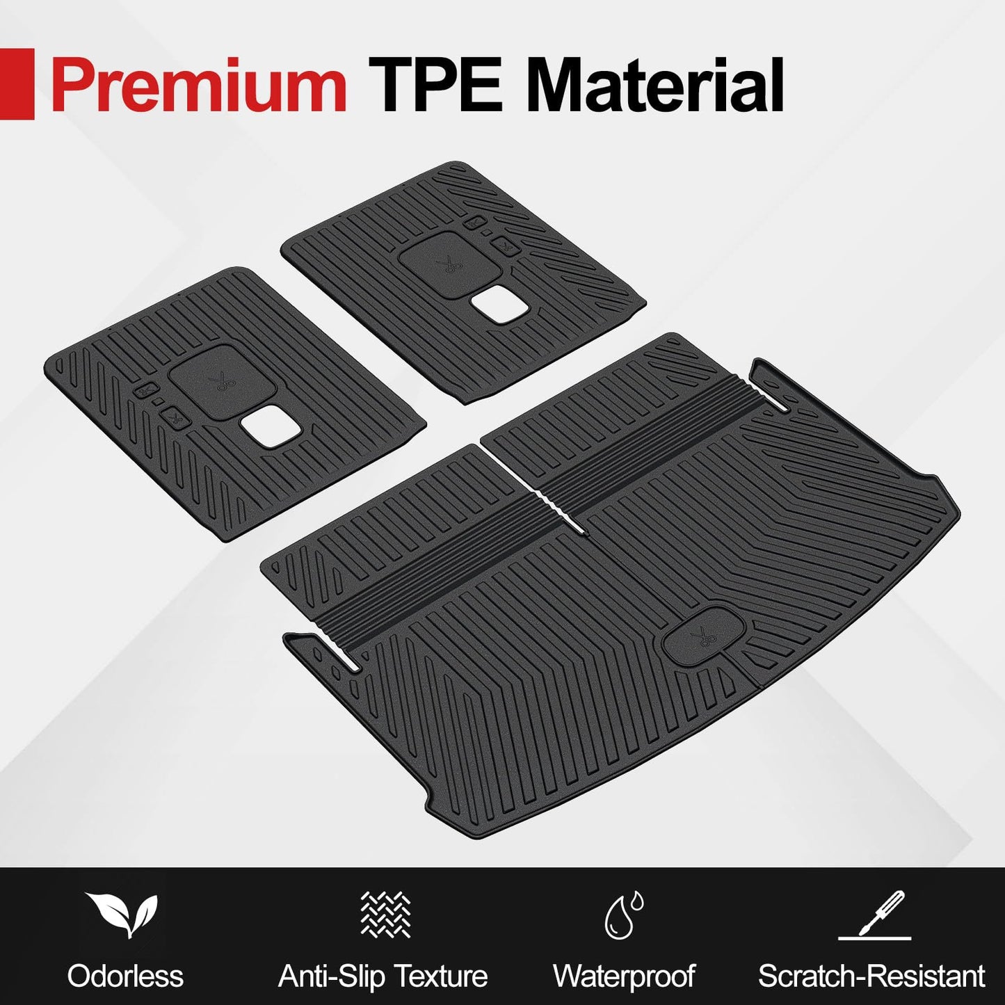 HOUCLEMIC Cargo Mat for 2021-2025 2026 Jeep Grand Cherokee L, All Weather TPE Rear Cargo Liner Trunk Mat with 3rd Row Seatback Cover for Jeep Grand Cherokee L Accessories