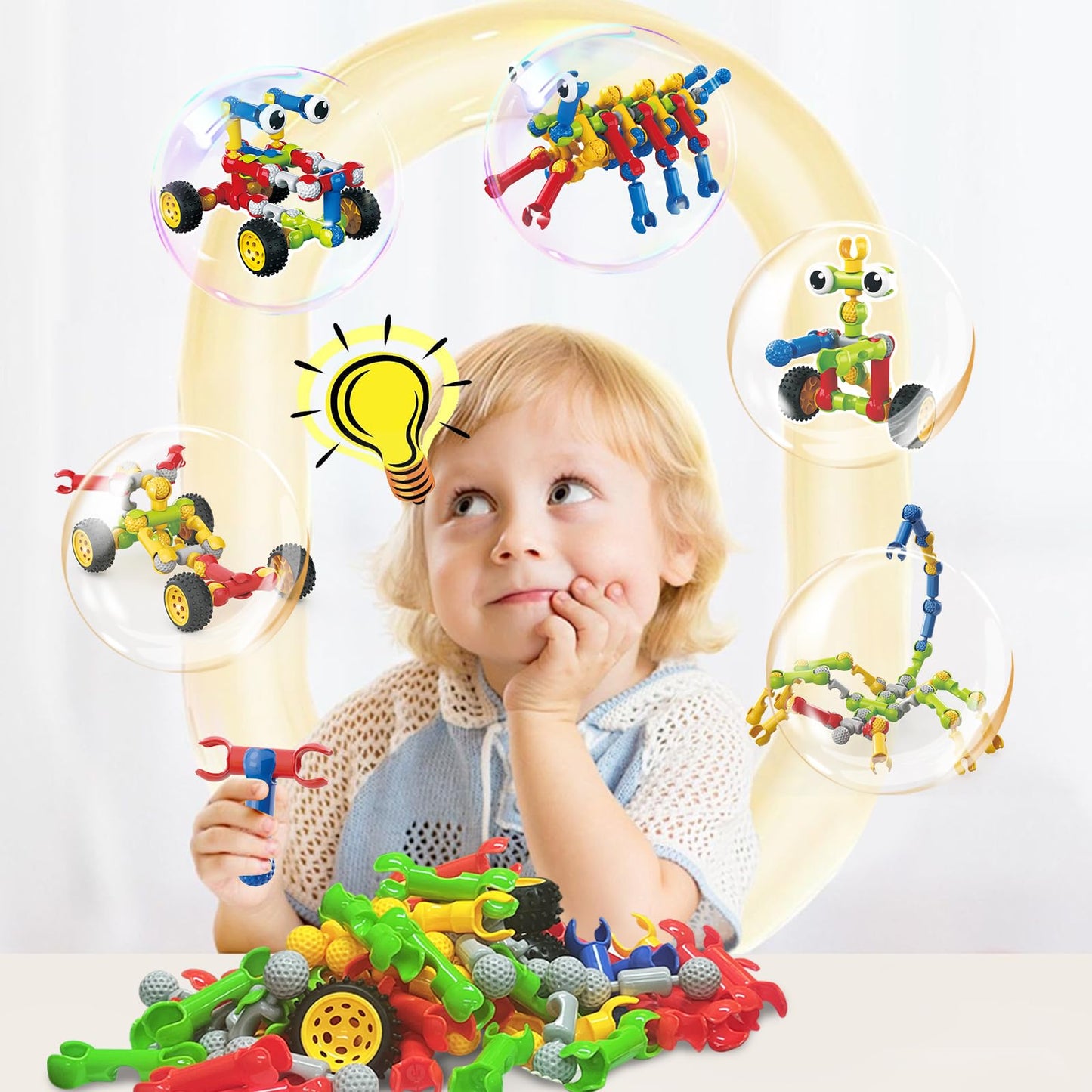 Huaker - Building Toys for 3 4 5 6 7 8 Year Old Boys 180 Building Blocks Educational Learning Toys with Large Storage Box Ideal Birthday Gifts