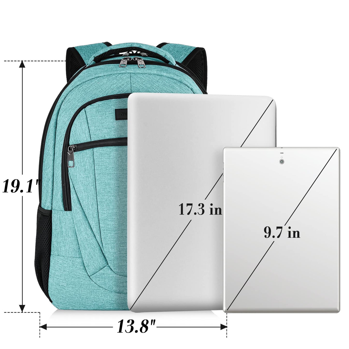 BIKROD Teal Backpack for Women and Men, Extra Large School Backpacks for Teens, Water Resistant Back Pack Fits 17 Inch Laptop, Business Anti Theft Sturdy Computer Bag Gifts